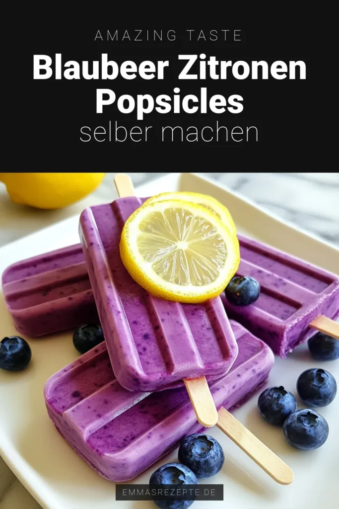 Entdecken Sie die erfrischenden Blaubeer-Joghurt-Popsicles, das perfekte Zitronen-Blaubeer-Dessert für heiße Sommertage. Diese gesunden Eisrezepte kombinieren fruchtige Blaubeeren und cremigen Joghurt für einen köstlichen Genuss. Ideal für Kinder und Erwachsene! Bereiten Sie schnell und einfach Ihre eigenen Blaubeer-Joghurt-Popsicles zu und genießen Sie gesunde Sommerrezepte. Speichern und probieren Sie es jetzt aus! #GesundeEisrezepte #FruchtigePopsicles #Sommerrezepte #Dessertideen