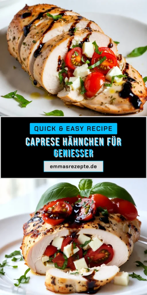 Entdecke dieses köstliche Rezept für Caprese gefüllte Hähnchenbrust, das italienisches Flair in deine Küche bringt. Hähnchenbrust mit Mozzarella, halbierten Cherrytomaten und frischem Basilikum gefüllt ist perfekt für ein schnelles Abendessen. Mit wenigen Zutaten zauberst du ein beeindruckendes Gericht. Probiere es aus und teile dein Ergebnis! #Caprese #Hähnchenbrust #italienisch #Rezeptidee