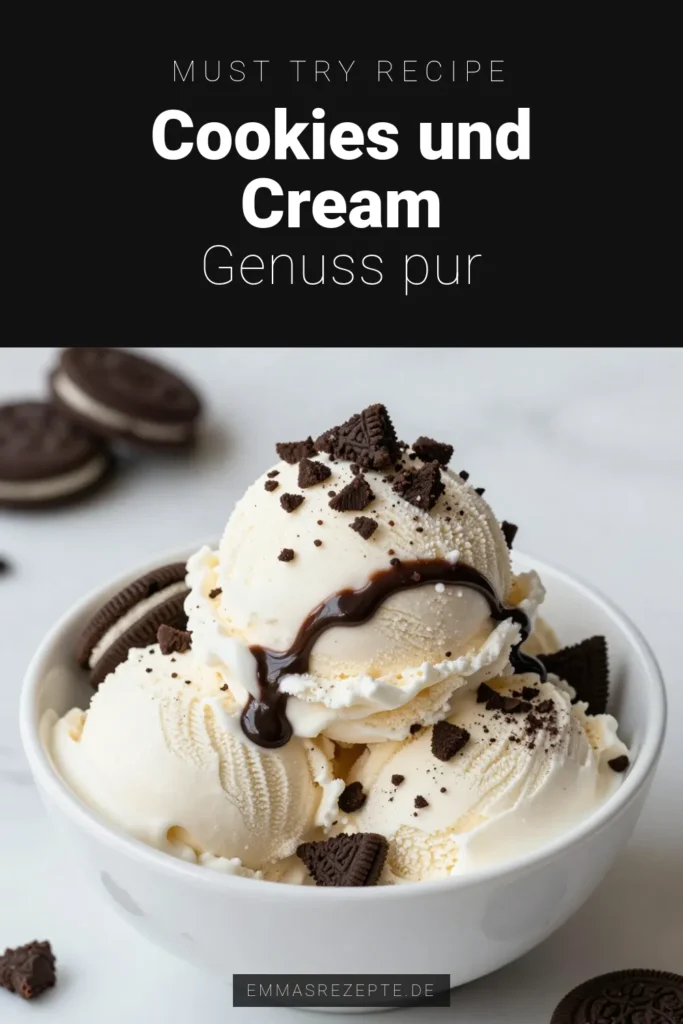Entdecke das köstliche Rezept für No-Churn Cookies and Cream Eis! Mit diesem einfaches Eis selbstgemacht Rezept zauberst du cremigen Genuss ohne Eismaschine. Die Keks-Eis Kombination aus zerbröselten Schokoladensandwich-Keksen sorgt für den perfekten Crunch. Ideal für heiße Tage! Probiere unser Schokoladensandwich-Kekse Rezept und genieße ein Stück Eisparadies. Teile deine Kreation! #Eiscreme #CookiesAndCreamEis #NoChurnEis #Hausgemacht