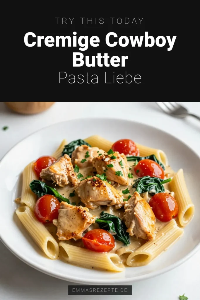 Entdecken Sie das köstliche Rezept für Cowboy Butter Hähnchen Pasta - ein einfaches und schnelles Abendessen! Diese cremige Hähnchen Pasta mit Penne Nudeln begeistert mit ihrem würzigen Geschmack und ist perfekt für jede Gelegenheit. In nur 30 Minuten zubereitet, ist dieses Gericht ideal für stressige Wochentage. Probieren Sie es aus und teilen Sie Ihre Kreationen! #CowboyButterHähnchenPasta #einfachePastaRezepte #schnelleAbendessenIdeen #PenneNudelnRezept