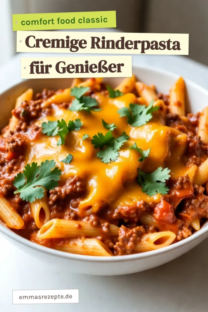 Entdecke unser cremiges Rotel Rinder-Pasta Rezept, das perfekt für schnelle Familienrezepte ist! Diese einfache Rindfleisch Pasta vereint die Aromen von Pasta mit Tomaten und Chilis für ein köstliches Abendessen. Mit Rinderhackfleisch, Rotel und Sahne ist es in nur 30 Minuten zubereitet. Probiere es aus und überzeuge dich selbst! Speichere dieses Rezept für später! #RinderPasta #RotelPastaRezept #schnelleFamilienrezepte #einfacheRindfleischPasta