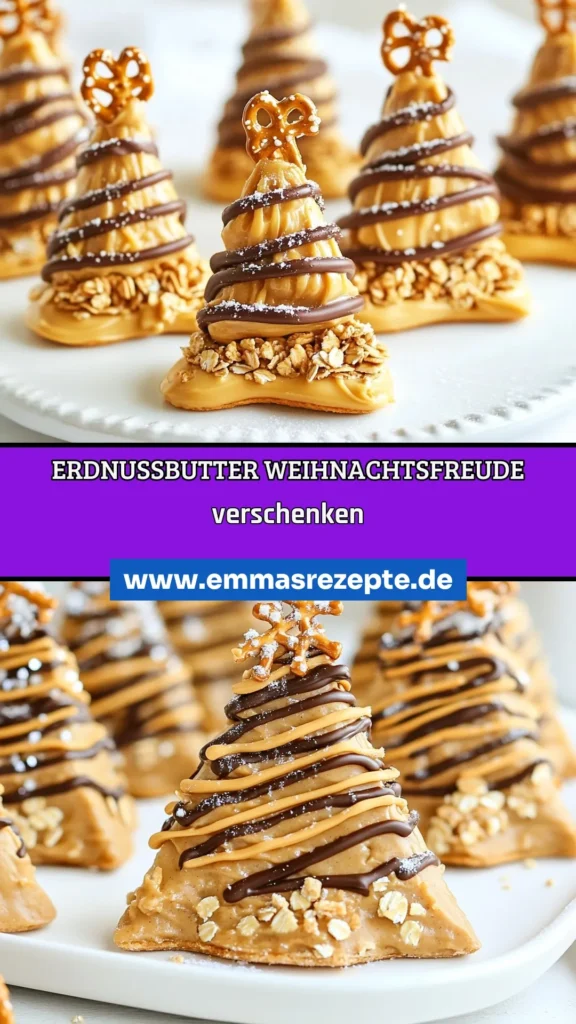 Entdecke unser köstliches Rezept für Erdnussbutter Weihnachtsbäume! Diese gesalzenen Erdnussbutter Snacks sind das perfekte festliche Süßigkeiten Rezept für die Feiertage. Mit gesunden Haferflocken verwandeln sie sich in schokoladige Weihnachtsleckereien, die sowohl Kinder als auch Erwachsene begeistern. Probiere es aus und bring etwas Festlichkeit in deine Küche! Speichere dieses Rezept für später! #ErdnussbutterWeihnachtsbaum #festlicheSnacks #Weihnachtsgebäck #SüßigkeitenRezept