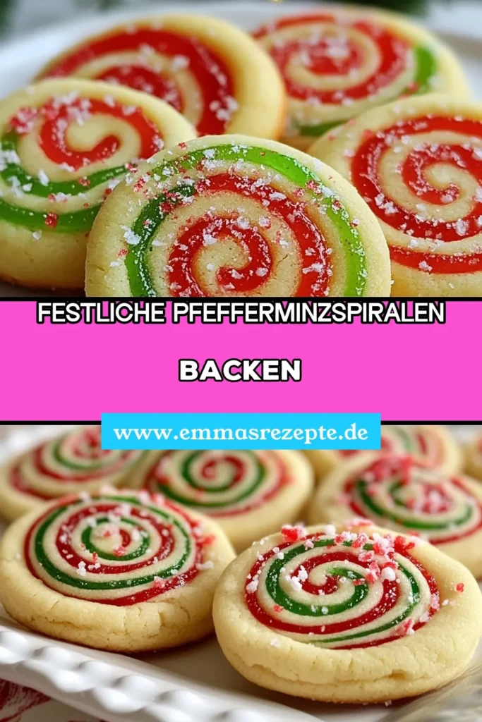 Entdecken Sie unser köstliches Rezept für Pfefferminzspiralen Kekse! Diese festlichen Kekse mit Pfefferminze sind perfekte Weihnachtsplätzchen, die einfach zuzubereiten sind. Mit bunten Zuckerkeksen bringen Sie festliche Stimmung in Ihr Zuhause. Ideal zum Teilen oder Verschenken. Lassen Sie sich diese leckeren Weihnachtsleckereien nicht entgehen! Speichern Sie das Rezept jetzt und backen Sie mit uns! #PfefferminzspiralenKekse #WeihnachtsplätzchenRezept #ZuckerkekseBacken #BunteKekseFürWeihnachten