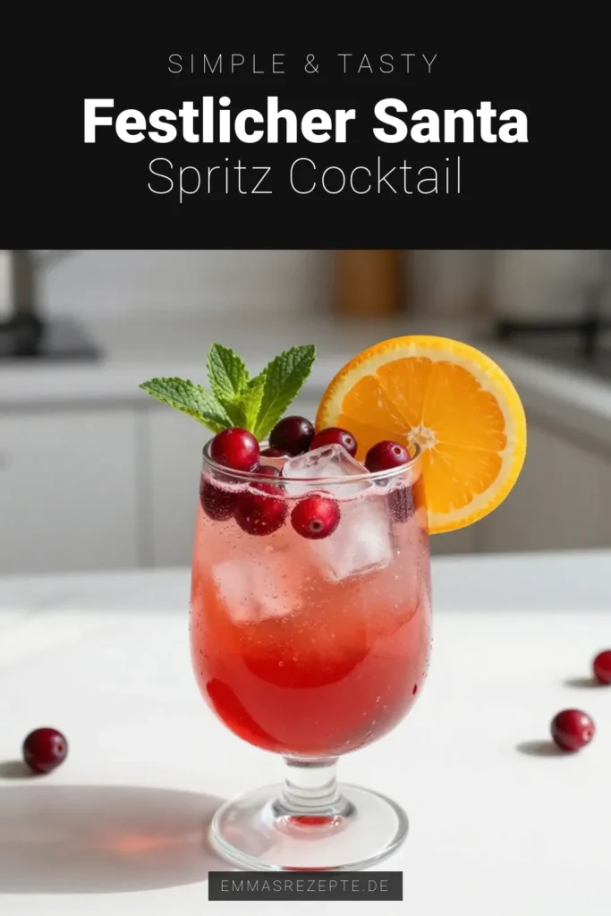 Entdecke das leckere Rezept für den Santa Spritz Cocktail, ein perfekter Genuss für deine festlichen Anlässe! Dieser Cranberry Cocktail begeistert mit spritzigem Sprudelwasser und erfrischenden Zutaten. Hol dir kreative Ideen für deine Erfrischenden Getränke Rezepte und zeige deinen Gästen, wie einfach festliche Cocktails zubereitet werden können. Probiere es aus und genieße den Geschmack der Saison! #SantaSpritzCocktail #festlicheCocktails #CranberryCocktailRezept #SprudelwasserCocktails