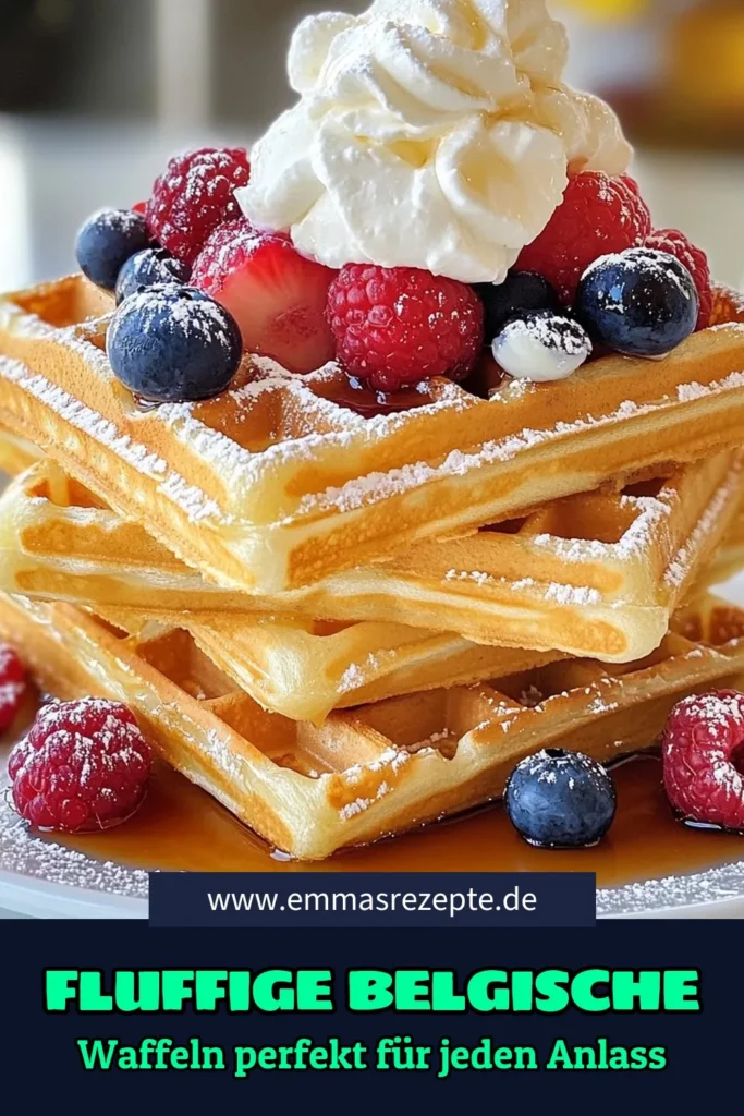 Entdecken Sie unser einfaches Belgische Waffeln Rezept für fluffige Waffeln, die perfekt für jedes Frühstück geeignet sind! Mit unseren Waffeleisen Tipps gelingen Ihre Waffeln im Handumdrehen. Servieren Sie diese köstlichen Waffeln mit Toppings wie frischen Beeren, Sahne oder Schokoladensauce. Probieren Sie dieses Rezept aus und genießen Sie das Beste an belgischen Waffeln! Speichern Sie es für später! #BelgischeWaffeln #FluffigeWaffeln #WaffeleisenTipps #WaffelnMitToppings