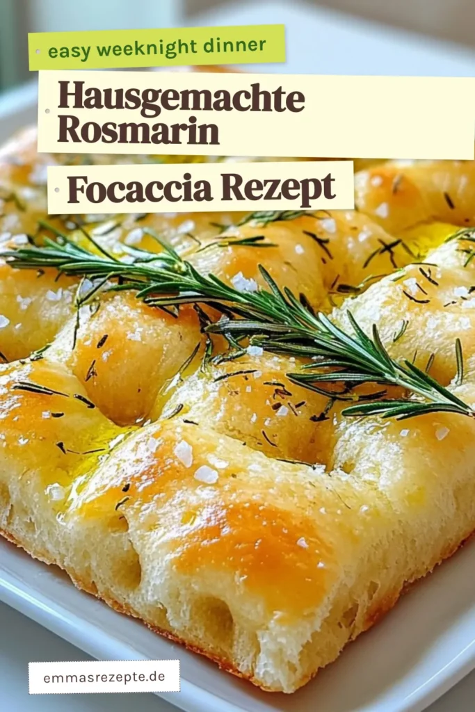 Entdecke unser köstliches Rosmarin Focaccia Rezept! Diese rustikale Focaccia ist einfach selbstgemacht und perfekt, um deinen Tisch zu bereichern. Mit hochwertigem Olivenöl und frischem Rosmarin wirst du die leckersten Brotrezepte lieben. Ideal als Snack oder Beilage. Probiere es aus und lande in der Welt des italienischen Gebäckgenusses. Jetzt pinnen und genießen! #RosmarinFocacciaRezept #rustikaleFocaccia #leckereBrotrezepte #selbstgemachteFocaccia