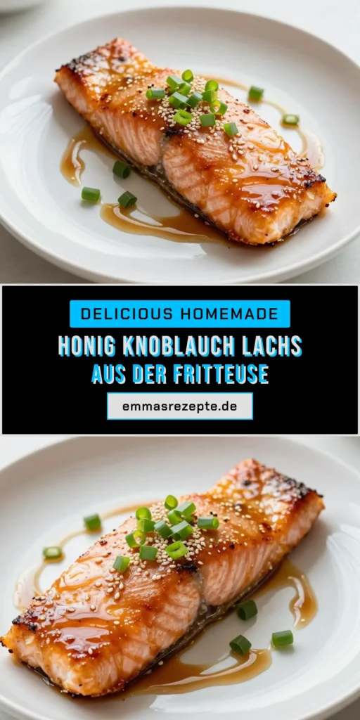 Entdecken Sie das köstliche Honig Knoblauch Lachs Rezept für die Luftfritteuse! Dieser gesunde Lachs aus der Luftfritteuse ist ideal, wenn Sie nach einfachen Fischrezepten suchen. Marinieren Sie Ihre Lachsfilets für maximalen Geschmack und genießen Sie zarte, saftige Filets in nur 10 Minuten. Perfekt für ein schnelles Abendessen! Probieren Sie es aus und lassen Sie sich inspirieren! #LuftfritteuseLachs #HonigKnoblauch #GesunderLachs #EinfacheFischrezepte