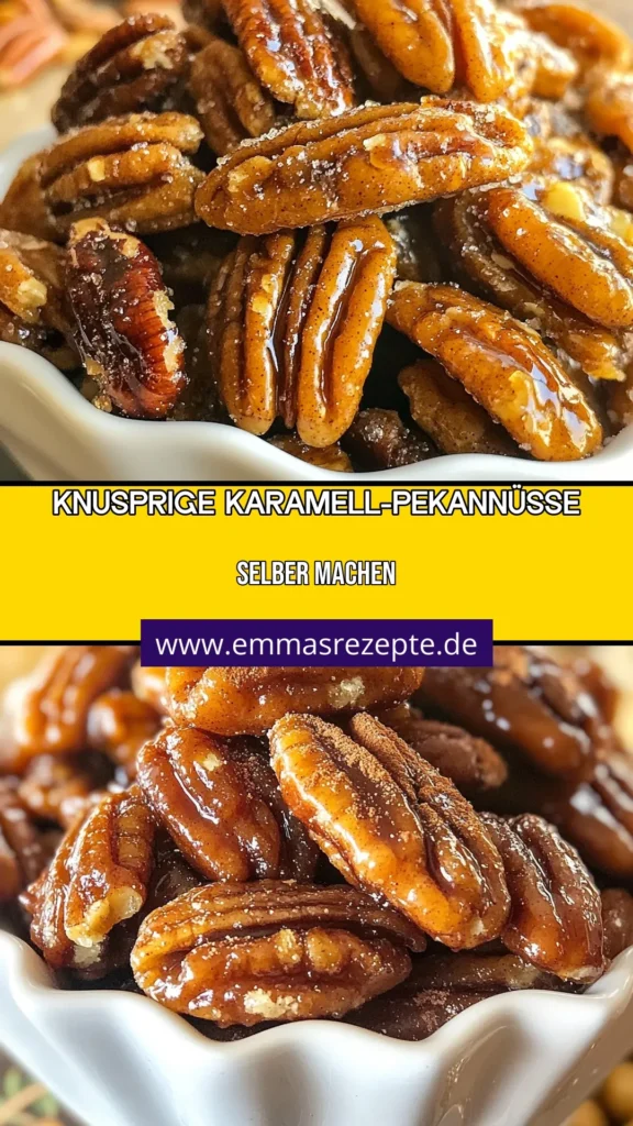 Entdecken Sie unser einfaches Rezept für karamellisierte Pekannüsse, das perfekt für süße Snackliebhaber ist! Diese knusprigen Karamell-Pekannüsse sind die idealen süßen Nussrezepte für jeden Anlass. Mit nur wenigen Zutaten zaubern Sie einen leckeren Karamell Snack, der Ihre Gäste begeistert. Probieren Sie es aus und teilen Sie Ihre Kreationen! #KaramellisiertePekannüsse #SüßeNussrezepte #KnusprigeSnacks #PekannüsseRezept
