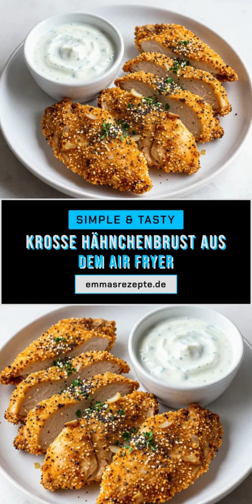 Entdecke das köstliche Rezept für Air Fryer Hähnchen mit Everything Bagel Gewürz! Dieses gesunde Hähnchenrezept vereint zarte Hähnchenbrustfilets, marinierte in einer leckeren Joghurtmarinade, perfekt für die Heißluftfritteuse. Probiere jetzt unser Butterhühnchen aus der Heißluftfritteuse und genieße den unwiderstehlichen Geschmack! Speichere das Rezept für deine nächste Mahlzeit! #AirFryerHähnchen #EverythingBagelGewürz #GesundesHähnchenrezept #Heißluftfritteuse