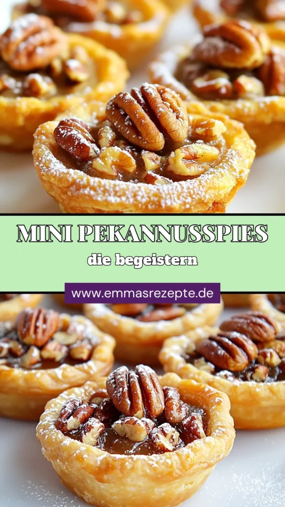 Entdecken Sie dieses köstliche Rezept für Mini Pecan Pies, perfekt für jede Party! Mit knusprigen kleinen Pies, gefüllt mit einer süßen Pekannussmischung, sind diese Mini Pekannüsse einfach zu machen und ein Highlight auf Ihrem Buffet. Verwöhnen Sie Ihre Gäste mit diesen Mini Törtchen mit Nüssen und genießen Sie die perfekte Kombination aus Geschmack und Textur. Jetzt ausprobieren und speichern! #MiniPekannüsse #MiniPecanPiesRezept #Pekannusskuchen #kleinePiesEinfachMachen