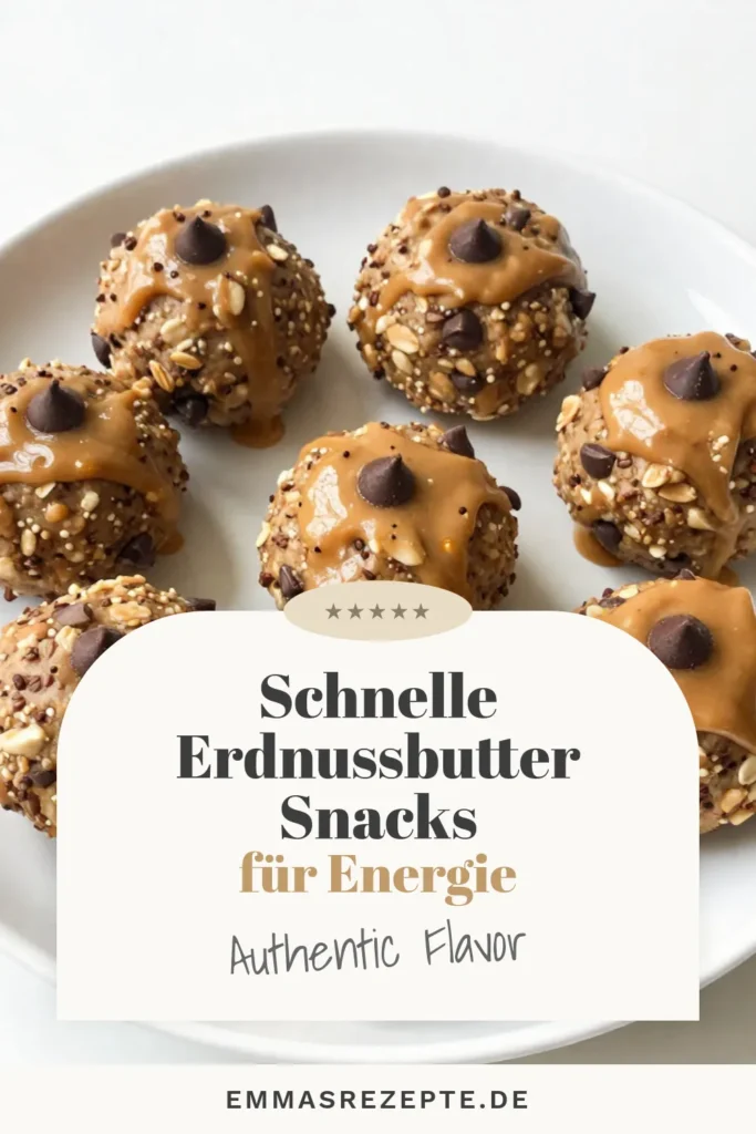 Entdecke unser einfaches und gesundes Rezept für Erdnussbutter Bällchen! Diese Schokoladenenergie Bällchen sind der perfekte Snack für unterwegs oder nach dem Sport. Schnell und einfach zu machen, bringen sie die süße Note, die du liebst, ohne schlechtes Gewissen. Probiere unser veganes Erdnussbutter Rezept und genieße 20 köstliche Bällchen. Speichere dieses gesunde Snacks Rezept jetzt! #ErdnussbutterBällchen #SchokoladenenergieBällchen #gesundeSnacks #veganeRezepte