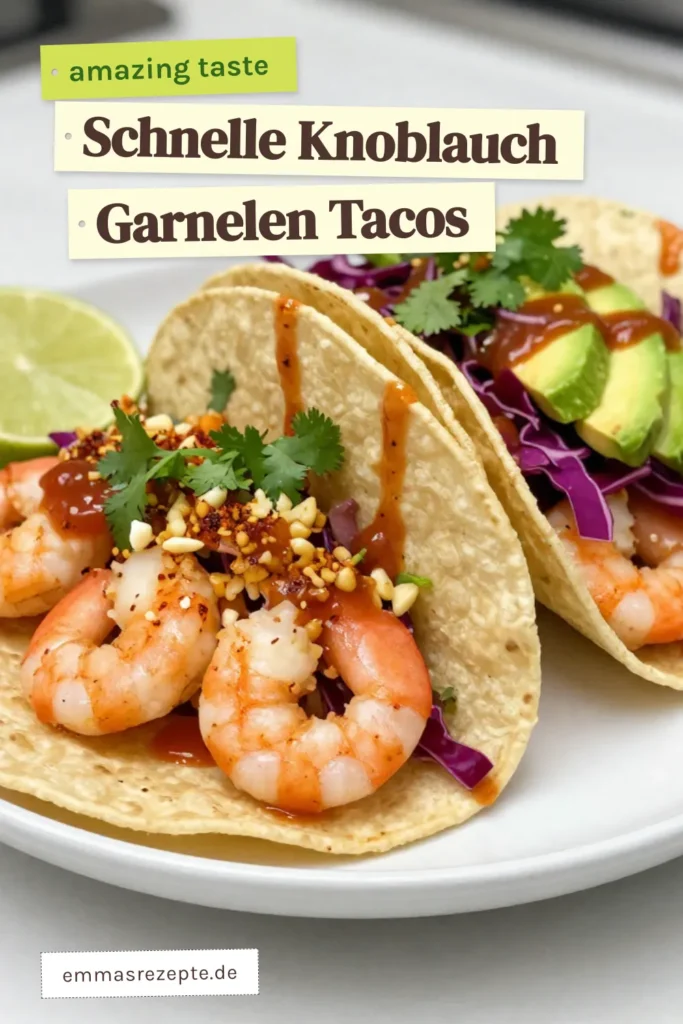Entdecke dieses schnelle und köstliche Rezept für Knoblauch Garnelen Tacos! In nur 15 Minuten zauberst du unkomplizierte Minutenrezepte Tacos, die perfekt für jede Gelegenheit sind. Diese leckeren mexikanischen Tacos Rezept kombinieren saftige Garnelen mit frischem Gemüse in einer himmlischen Garnelen Taco Füllung. Probiere es aus und teile deine Kreation! #KnoblauchGarnelenTacos #MinutenrezepteTacos #schnelleGarnelenrezepte #mexikanischeTacosRezept