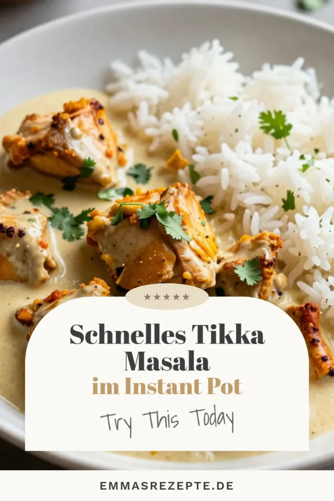 Entdecken Sie das leckere Rezept für Instant Pot Hähnchen Tikka Masala! Dieses einfache Hähnchenschenkel Rezept vereint die Aromen der indischen Küche mit der praktischen Zubereitung im Instant Pot. Genießen Sie cremiges Hähnchen Curry, das in weniger als einer Stunde fertig ist. Perfekt für ein gemütliches Abendessen! Lassen Sie sich dieses indisches Rezept nicht entgehen und speichern Sie es für später! #TikkaMasala #HähnchenRezept #IndischeKüche #InstantPotRezept