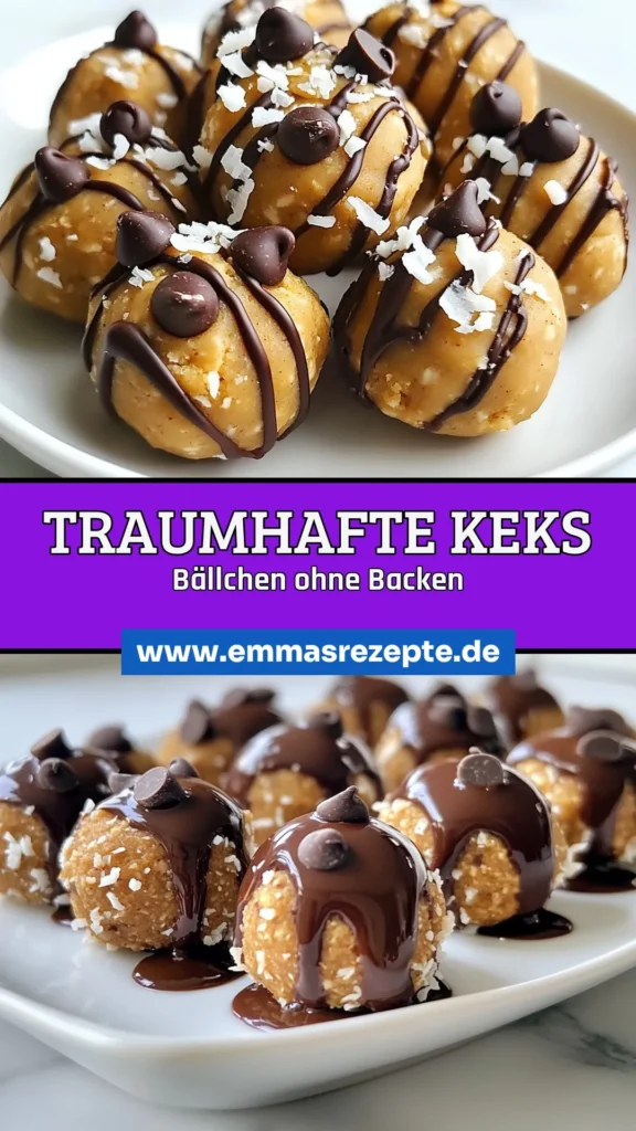 Entdecke das Rezept für traumhafte No-Bake Keks-Teig-Bällchen! Diese gesunden Süßigkeiten sind eine perfekte Mischung aus Mandelbutter und Schokoladenstückchen und super einfach zuzubereiten. Ideal für alle, die nach einfachen Dessertrezepten suchen. Mit unserem Mandelbutter Rezept zauberst du im Handumdrehen köstliche Keksbällchen ohne Backen. Probiere es aus und teile deine Kreation! #NoBake #KeksTeigBällchen #GesundeSüßigkeiten #DessertRezepte