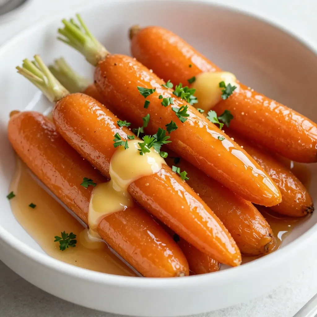 Für dieses Rezept benötigst du: - 450 g Babykarotten, geschält - 45 g ungesalzene Butter - 60 ml reiner Ahornsirup - 1 Teelöffel gemahlener Zimt - Salz und Pfeffer nach Geschmack - Frische Petersilie, gehackt (zum Garnieren) Diese Zutaten bringen die Karotten zum Strahlen. Die Babykarotten sind süß und zart. Die ungesalzene Butter sorgt für einen reichen Geschmack. Der Ahornsirup fügt eine süße Note hinzu, die perfekt mit dem Zimt harmoniert. Falls du keine Babykarotten hast, kannst du auch normale Karotten verwenden. Schneide sie einfach in Stücke. Statt ungesalzener Butter kannst du auch Olivenöl nehmen. Das macht das Gericht leichter und gesünder. Ein anderer süßer Ersatz für den Ahornsirup ist Honig. Er hat ebenfalls viele Nährstoffe. Ich empfehle, frischen Thymian oder Rosmarin statt Petersilie zu verwenden. Diese Kräuter bringen eine neue Geschmacksdimension. Die Babykarotten sind reich an Vitamin A. Das hilft dir, gut zu sehen. Zimt hat auch Vorteile. Er kann den Blutzuckerspiegel regulieren. Butter enthält gesunde Fette, die wichtig für deinen Körper sind. Der Ahornsirup liefert schnell Energie. Frische Petersilie hat viele Antioxidantien. Sie kann deine Verdauung fördern und Entzündungen reduzieren. So wird dieses Gericht nicht nur lecker, sondern auch nahrhaft. {{ingredient_image_2}} Zuerst wasche ich die Babykarotten gründlich. Wenn sie größer sind, schneide ich sie der Länge nach in zwei Hälften. Dies hilft, die Garzeit zu verkürzen. Ich achte darauf, dass die Karotten gleichmäßig aussehen. So wird das Kochen gleichmäßiger. Ich bringe in einem mittelgroßen Kochtopf Wasser zum Kochen. Bei mittlerer Hitze füge ich die Karotten hinzu. Ich koche sie etwa fünf Minuten. Sie sollten zart, aber fest bleiben. Nach dem Kochen gieße ich das Wasser ab und stelle die Karotten beiseite. In demselben Kochtopf schmelze ich die ungesalzene Butter bei mittlerer Hitze. Sobald die Butter geschmolzen ist, füge ich 60 ml reinen Ahornsirup und einen Teelöffel gemahlenen Zimt hinzu. Ich rühre gut um, bis die Mischung sprudelt. Jetzt gebe ich die abgetropften Karotten zurück in den Topf. Ich wende sie in der Glasur und lasse sie drei bis vier Minuten sautieren. So nehmen die Karotten den süßen und buttrigen Geschmack auf. Ich würze sie dann mit Salz und Pfeffer. Sobald sie schön glasiert sind, nehme ich den Topf vom Herd. Ich übertrage die Karotten auf eine Servierplatte und streue gehackte frische Petersilie darüber. Das sieht toll aus und gibt einen frischen Geschmack. Um die besten Karotten zu wählen, suche nach frischen, knackigen Babykarotten. Sie sollten eine leuchtende Farbe haben. Überprüfe, ob sie fest sind und keine braunen Stellen zeigen. Die perfekte Konsistenz erreichst du, indem du sie nur kurz kochst. So bleiben sie zart, aber knackig. Wähle reinen Ahornsirup für den besten Geschmack. Achte auf die Farbe und die Viskosität. Dunkler Sirup hat oft einen kräftigeren Geschmack. Er wird aus älteren Bäumen gewonnen. Das gibt dir eine süßere Note. Bio-Optionen sind auch eine gute Wahl und unterstützen nachhaltige Praktiken. Ein häufiger Fehler ist, die Karotten zu lange zu kochen. Sie sollten nicht matschig werden. Achte darauf, die Hitze beim Sautieren nicht zu hoch zu stellen. So verbrennt die Glasur nicht. Ein weiterer Fehler ist, die Gewürze zu spät hinzuzufügen. Füge Salz und Pfeffer hinzu, während du die Karotten sautierst, damit sie den vollen Geschmack aufnehmen. Pro Tipps Karotten gleichmäßig schneiden: Stellen Sie sicher, dass alle Karotten gleich groß sind, damit sie gleichmäßig garen und die Glasur gleichmäßig aufnehmen können. Ahornsirup-Qualität: Verwenden Sie hochwertigen, reinen Ahornsirup für den besten Geschmack und ein intensives Aroma in der Glasur. Variation der Gewürze: Experimentieren Sie mit zusätzlichen Gewürzen wie Muskatnuss oder Ingwer, um den Geschmack der glasierten Karotten zu variieren. Frische Petersilie: Verwenden Sie frische Petersilie anstelle von getrockneter, um einen lebendigen Geschmack und ein ansprechendes Aussehen zu erzielen. {{image_4}} Es gibt viele Möglichkeiten, Ihre ahornsirup-glasierte Karotten zu verfeinern. Zimt bringt Wärme und süßen Geschmack. Fügen Sie einen Hauch Muskatnuss hinzu, um die Aromen zu vertiefen. Eine Prise Ingwer gibt einen würzigen Kick. Wenn Sie es schärfer mögen, probieren Sie etwas Cayennepfeffer. Auch Thymian oder Rosmarin verleihen den Karotten eine frische Note. Experimentieren Sie mit diesen Gewürzen, um Ihre eigene Mischung zu finden. Ahornsirup-glasierte Karotten passen gut zu vielen Gerichten. Sie ergänzen gebratenes Hähnchen perfekt. Auch gegrillter Lachs harmoniert toll mit der Süße. Für eine vegetarische Option sind sie köstlich zu Quinoa oder Linsen. Servieren Sie sie mit einem frischen Salat, um die Aromen auszugleichen. Diese Karotten sind eine schöne Ergänzung zu jedem festlichen Abendessen. Die Art der Karotten beeinflusst den Geschmack stark. Babykarotten sind süß und zart. Sie behalten ihre Form gut beim Kochen. Normale Karotten haben einen kräftigeren Geschmack. Sie können auch violette oder gelbe Karotten verwenden. Diese bringen Farbe und einen leicht nussigen Geschmack. Wählen Sie die Karotten, die Ihnen am besten gefallen. Jede Sorte gibt den Karotten einen eigenen Charakter. Um übrig gebliebene ahornsirup-glasierte Karotten frisch zu halten, lagere sie in einem luftdichten Behälter. Achte darauf, dass die Karotten vollständig abgekühlt sind, bevor du sie verpackst. Dies verhindert, dass sich Kondenswasser bildet, was die Karotten matschig machen kann. Wenn du keine luftdichten Behälter hast, kannst du auch Frischhaltefolie verwenden. Um die Karotten wieder aufzuwärmen, verwende einen Kochtopf oder eine Mikrowelle. Wenn du einen Kochtopf benutzt, erhitze die Karotten bei mittlerer Hitze. Füge einen kleinen Spritzer Wasser hinzu, um das Anbrennen zu verhindern. Rühre die Karotten regelmäßig um. Für die Mikrowelle lege die Karotten in eine mikrowellengeeignete Schüssel. Decke sie leicht ab und erwärme sie in Intervallen von 30 Sekunden. So bleiben sie saftig und lecker. Im Kühlschrank bleiben die ahornsirup-glasierten Karotten etwa 3 bis 5 Tage frisch. Wenn du sie länger aufbewahren möchtest, kannst du die Karotten einfrieren. Stelle sicher, dass sie gut verpackt sind, um Gefrierbrand zu vermeiden. Im Gefrierer halten sie bis zu 3 Monate. Zum Auftauen lege die Karotten einfach über Nacht in den Kühlschrank oder erwärme sie direkt aus dem Gefrierer im Kochtopf oder in der Mikrowelle. Die Zubereitung der ahornsirup-glasierten Karotten dauert etwa 25 Minuten. Sie brauchen 10 Minuten für die Vorbereitung und 15 Minuten zum Kochen und Sautieren. Diese Zeit ist schnell gut investiert, denn die Karotten werden süß und lecker! Ja, Sie können die Karotten im Voraus zubereiten. Kochen Sie sie einfach und glasieren Sie sie dann kurz vor dem Servieren. So bleiben sie frisch und knackig. Lagern Sie die gekochten Karotten im Kühlschrank. Sie sind bis zu drei Tage haltbar. Wenn Sie bereit sind, sie zu servieren, können Sie sie einfach kurz aufwärmen und glasieren. Wenn Sie keinen Ahornsirup haben, gibt es Alternativen. Honig ist eine gute Wahl, da er süß und dickflüssig ist. Agavendicksaft kann auch gut funktionieren. Beide bieten eine andere Süße, aber sie verleihen den Karotten einen tollen Geschmack. Probieren Sie es aus und finden Sie Ihre Lieblingsalternative! Ahornsirup-glasierte Karotten sind einfach zuzubereiten und gesund. Du hast gelernt, welche Haupt- und Alternativzutaten du nutzen kannst. Wir haben die Zubereitung besprochen, von der Vorbereitung bis zum Kochen. Tipps helfen dir, die besten Karotten zu erhalten. Du kannst mit verschiedenen Gewürzen und Aromen spielen. Denke daran, wie du übrig gebliebene Karotten lagern kannst. Diese Karotten sind nicht nur lecker, sondern auch eine gesunde Beilage. Experimentiere mit dem Rezept und mache es zu deinem eigenen.