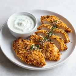 Für das Air Fryer Everything Bagel Chicken brauchst du folgende Hauptzutaten: - 4 Hähnchenbrustfilets, entbeint und ohne Haut - 240 ml Naturjoghurt (griechisch) - 2 Esslöffel Dijon-Senf - 2 Esslöffel Olivenöl Diese Zutaten bilden die Basis für ein saftiges und schmackhaftes Gericht. Das Hähnchen bleibt zart und die Marinade sorgt für viel Geschmack. Für die Marinade und die Everything Bagel Gewürzmischung benötigst du: - 1 Esslöffel Knoblauchpulver - 1 Esslöffel Zwiebelpulver - 1 Esslöffel getrockneter Dill - 1 Esslöffel Sesamsamen - 1 Esslöffel Mohnsamen - 1 Esslöffel getrocknete Zwiebelstücke - 1 Esslöffel grobes Meersalz - ½ Teelöffel schwarzer Pfeffer Diese Gewürze bringen die Aromen zusammen. Sie verleihen dem Hähnchen einen tollen Geschmack und eine knusprige Textur. Die Kombination ist einfach unwiderstehlich. Für eine komplette Mahlzeit empfehle ich, das Hähnchen mit folgenden Beilagen zu servieren: - Cremiges Ranch-Dressing oder Tzatziki-Sauce zum Dippen - Frische Kräuter zur Garnierung Diese Beilagen ergänzen das Gericht perfekt. Sie bieten frische Aromen und machen das Essen noch köstlicher. {{ingredient_image_2}} Zuerst bereiten wir die Marinade vor. In einer Schüssel mischen wir den griechischen Joghurt, Dijon-Senf, Olivenöl, Knoblauchpulver, Zwiebelpulver und schwarzen Pfeffer. Wir wollen, dass alles gut vermischt ist. Dann legen wir die Hähnchenbrustfilets in einen großen Zip-Lock-Beutel oder eine flache Schüssel. Wir gießen die Marinade über das Hähnchen. Achte darauf, dass jedes Stück gut bedeckt ist. Verschließe den Beutel oder decke die Schüssel ab. Lass das Hähnchen mindestens 30 Minuten bis zu 2 Stunden im Kühlschrank marinieren. So zieht der Geschmack ein. In einer separaten Schüssel stellen wir die Everything Bagel Gewürzmischung her. Wir mischen Sesamsamen, Mohnsamen, getrocknete Zwiebelstücke, getrockneten Dill und grobes Meersalz gut zusammen. Diese Mischung gibt dem Hähnchen einen tollen Geschmack. Sie ist der Schlüssel zu diesem Rezept. Achte darauf, dass alles gleichmäßig verteilt ist. Jetzt heizen wir den Air Fryer auf 195 °C (380 °F) vor. Nehme das Hähnchen aus der Marinade und lasse überschüssige Marinade abtropfen. Wälze jedes Hähnchenbrustfilet in der Everything Bagel Gewürzmischung. Übe leicht Druck aus, damit die Beschichtung gut haftet. Lege die panierten Hähnchenbrustfilets in den Korb des Air Fryers. Achte darauf, dass sie sich nicht überlappen. Koche das Hähnchen für 12-15 Minuten. Das Hähnchen sollte eine Innentemperatur von 74 °C (165 °F) erreichen. Wende das Hähnchen zur Hälfte der Garzeit. So wird es gleichmäßig knusprig. Nach dem Garen nimm das Hähnchen heraus und lass es 5 Minuten ruhen, bevor du es aufschneidest. Um das Hähnchen saftig zu halten, marinieren Sie es gründlich. Die Mischung aus Naturjoghurt, Dijon-Senf und Olivenöl hilft, Feuchtigkeit einzuschließen. Lassen Sie das Hähnchen mindestens 30 Minuten, besser bis zu 2 Stunden, im Kühlschrank. Dies gibt den Aromen Zeit, einzudringen. Die ideale Temperatur für das Kochen im Air Fryer liegt bei 195 °C (380 °F). Für saftiges Hähnchen garen Sie es 12 bis 15 Minuten. Überprüfen Sie die Innentemperatur mit einem Fleischthermometer. Sie sollte 74 °C (165 °F) erreichen. Wenden Sie das Hähnchen zur Hälfte der Garzeit für gleichmäßige Knusprigkeit. Platzieren Sie die Hähnchenbrustfilets in einer einzigen Schicht im Korb. Achten Sie darauf, dass sie sich nicht überlappen. Dadurch sorgt der Air Fryer für eine perfekte Luftzirkulation. Überfüllen Sie den Korb nicht, um die besten Ergebnisse zu erzielen. Nach dem Garen lassen Sie das Hähnchen 5 Minuten ruhen, bevor Sie es aufschneiden. Pro Tipps Marinieren für mehr Geschmack: Lassen Sie das Hähnchen mindestens 30 Minuten marinieren, um die Aromen besser einzuziehen. Für intensiveren Geschmack können Sie es bis zu 2 Stunden im Kühlschrank lassen. Die richtige Temperatur: Verwenden Sie ein Fleischthermometer, um sicherzustellen, dass das Hähnchen eine Innentemperatur von 74 °C (165 °F) erreicht, um die Sicherheit und den perfekten Gargrad zu gewährleisten. Knusprigkeit maximieren: Wenden Sie das Hähnchen zur Hälfte der Garzeit, um eine gleichmäßige Knusprigkeit auf beiden Seiten zu erzielen. So bleibt das Hähnchen saftig und lecker. Servieren mit Stil: Präsentieren Sie das Hähnchen auf einem Holzbrett, garniert mit frischen Kräutern. Ein Dip aus Ranch-Dressing oder Tzatziki rundet das Gericht perfekt ab. {{image_4}} Du kannst die Marinade anpassen, um neue Geschmäcker zu entdecken. Probiere zum Beispiel eine Joghurtmarinade mit Zitronensaft oder Honig. Diese sorgt für eine frische Note. Eine asiatische Marinade mit Sojasauce und Ingwer gibt dem Hähnchen einen tollen Umami-Geschmack. Die Everything Bagel Mischung ist köstlich, aber du kannst kreativ sein! Füge Paprika für mehr Farbe hinzu oder Cayennepfeffer für etwas Schärfe. Auch italienische Kräuter wie Oregano oder Basilikum bringen eine neue Dimension. Experimentiere und finde deinen eigenen Lieblingsgeschmack. Für eine vegetarische oder vegane Version kannst du Hähnchen durch Tofu oder Tempeh ersetzen. Mariniere die pflanzlichen Proteine genau wie das Hähnchen. Die Gewürzmischung bleibt gleich. Achte darauf, dass der Tofu gut gepresst ist, damit er die Marinade aufnimmt. So bleibt dein Gericht lecker und saftig. Nach dem Kochen lasse das Hähnchen abkühlen. Wickele die Reste in Frischhaltefolie oder lege sie in einen luftdichten Behälter. Im Kühlschrank bleiben die Reste frisch für bis zu drei Tage. Achte darauf, das Hähnchen nicht länger als nötig draußen zu lassen. Sicherheit ist wichtig! Um das Hähnchen wieder warm zu machen, nutze den Air Fryer oder den Ofen. Stelle den Air Fryer auf 160 °C (320 °F) und erhitze das Hähnchen für 5-7 Minuten. So bleibt es knusprig. Im Ofen kannst du 180 °C (350 °F) verwenden und es für 10-15 Minuten aufwärmen. Decke das Hähnchen mit Alufolie ab, um das Austrocknen zu vermeiden. Das Hähnchen sollte innerhalb von drei Tagen gegessen werden. Wenn du es länger aufbewahren möchtest, friere es ein. In einem luftdichten Behälter ist das Hähnchen im Gefrierschrank bis zu drei Monate haltbar. Achte darauf, das Hähnchen vollständig durchzukochen, um sicherzustellen, dass es sicher zu essen ist. Die Zubereitung dauert insgesamt etwa 55 Minuten. Dies umfasst 10 Minuten Vorbereitung und 45 Minuten Kochzeit. Die Marinierzeit kann zwischen 30 Minuten und 2 Stunden liegen. Am besten ist es, das Hähnchen länger marinieren zu lassen, um den vollen Geschmack zu erzielen. Ja, frisches Hähnchen ist perfekt für dieses Rezept. Es ist saftig und nimmt die Marinade besser auf. Wenn du gefrorenes Hähnchen verwendest, tau es bitte zuerst auf. Das Marinieren wird dann einfacher und das Hähnchen wird gleichmäßiger garen. Die Marinade ist sehr flexibel. Du kannst verschiedene Kräuter oder Gewürze hinzufügen. Zum Beispiel kannst du Paprika für etwas Schärfe oder Honig für Süße hinzufügen. Auch Joghurt kann mit anderen Milchprodukten wie Buttermilch ersetzt werden. Ja, das Rezept ist glutenfrei, solange du glutenfreie Senf- und Gewürzmarken verwendest. Achte darauf, dass alle Zutaten, die du verwendest, glutenfrei sind, um sicherzugehen. So kannst du das Hähnchen unbesorgt genießen! In diesem Beitrag haben wir die wichtigen Zutaten und die Schritt-für-Schritt-Anleitung für das Air Fryer Everything Bagel Chicken besprochen. Wir haben auch Tipps geteilt, um das Hähnchen saftig zu halten und weitere Variationen vorgestellt. Zu guter Letzt erhieltst du Aufbewahrungshinweise und die Antworten auf häufige Fragen. Mit diesen Informationen bist du gut vorbereitet. Koche das Gericht nach deinen Wünschen und genieße jeden Bissen!