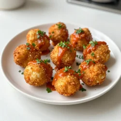 Die Hauptzutaten sind einfach zu finden. Sie brauchen: - 1 mittelgroßen Kopf Blumenkohl, in Röschen - 1/2 Tasse Mandelmehl - 1/2 Teelöffel Knoblauchpulver - 1/2 Teelöffel Zwiebelpulver - 1/4 Teelöffel geräucherten Paprika - 1/2 Teelöffel Salz - 1/4 Teelöffel schwarzen Pfeffer Diese Zutaten geben den Bissen ihren tollen Geschmack und die knusprige Textur. Blumenkohl ist eine großartige, kohlenhydratarme Basis für viele Rezepte. Die Gewürze sind wichtig. Sie bringen viel Geschmack. Die Mischung aus Mandelmehl, Knoblauchpulver und Zwiebelpulver sorgt für eine leckere Panade. Geräucherter Paprika gibt einen tollen rauchigen Geschmack. Das Salz und der Pfeffer runden alles ab. Zum Servieren sind frische Kräuter eine gute Wahl. Ich empfehle, gehackte Petersilie zu verwenden. Sie bringt Farbe und Frische. Die Bites passen gut zu verschiedenen Dips. Zum Beispiel zu einer cremigen Avocado-Dip oder einem würzigen Ranch-Dressing. {{ingredient_image_2}} Heize deinen Ofen auf 230 °C vor. Lege ein Backblech mit Backpapier aus. So bleibt der Blumenkohl nicht kleben. Nimm einen mittelgroßen Kopf Blumenkohl. Teile ihn in kleine Röschen. Gib die Röschen in eine große Schüssel und träufle Olivenöl darüber. Mische gut, bis alle Röschen mit Öl bedeckt sind. In einer separaten Schüssel kombinierst du Mandelmehl, Knoblauchpulver, Zwiebelpulver, geräucherten Paprika, Salz und Pfeffer. Rühre alles gut zusammen, bis die Mischung gleichmäßig ist. Füge die Mandelmehlmischung zu den Blumenkohlröschen hinzu. Mische alles gut, bis jedes Röschen gleichmäßig mit der Panade bedeckt ist. Verteile die panierten Blumenkohl-Bites gleichmäßig auf dem Backblech in einer einzigen Schicht. Backe sie 20-25 Minuten lang, bis sie goldbraun und knusprig sind. Wende die Bites in der Mitte des Backvorgangs. Während der Blumenkohl backt, mische in einer kleinen Schüssel die geschmolzene Butter mit der Buffalo-Sauce. Rühre gut um, bis sich alles verbindet. Nimm den Blumenkohl nach dem Backen aus dem Ofen. Gib ihn in eine große Schüssel und gieße die Buffalo-Sauce darüber. Mische sorgfältig, damit die Röschen gleichmäßig bedeckt sind. Legen die saucenüberzogenen Blumenkohl-Röschen zurück auf das Backblech. Backe sie für weitere 10-15 Minuten, bis die Sauce karamellisiert und die Bites knusprig sind. Nimm sie heraus und garniere sie mit frisch gehackter Petersilie. Um knusprige Bites zu erhalten, achte auf die richtige Panade. Mandelmehl ist wichtig, weil es viel Geschmack bietet. Mische die Bites gut mit dem Öl, bevor du die Panade hinzufügst. So bleibt die Panade besser haften. Backe die Röschen in einer einzigen Schicht. Dadurch können sie gleichmäßig garen und knusprig werden. Ein häufiger Fehler ist, die Bites zu nah beieinander zu legen. Lasse genug Platz zwischen den Röschen. Ein weiteres Problem ist das Überbacken. Überprüfe die Bites regelmäßig, um sicherzustellen, dass sie nicht verbrennen. Wenn du die Buffalo-Sauce hinzufügst, achte darauf, dass die Bites gut umhüllt sind. So bekommst du den vollen Geschmack. Die Schärfe der Buffalo-Sauce kannst du leicht anpassen. Wenn du es milder magst, mische etwas Butter unter die Sauce. Für mehr Schärfe füge etwas Cayennepfeffer hinzu. Probiere es aus und finde die perfekte Balance für deinen Geschmack. So macht jeder Biss Spaß! Pro Tipps Röschen gleichmäßig schneiden: Achten Sie darauf, dass die Blumenkohlröschen gleich groß sind, damit sie gleichmäßig garen und knusprig werden. Buffalo-Sauce anpassen: Passen Sie die Schärfe der Buffalo-Sauce nach Ihrem Geschmack an, indem Sie mehr oder weniger hinzufügen. Für extra Knusprigkeit: Lassen Sie die Röschen nach dem ersten Backen vollständig abkühlen, bevor Sie sie in der Sauce wenden und erneut backen. Alternativen zur Panade: Experimentieren Sie mit verschiedenen Gewürzen oder einer Mischung aus Parmesan und Mandelmehl für einen anderen Geschmack. {{image_4}} Keto Buffalo Blumenkohl Bites sind von Natur aus glutenfrei. Das Mandelmehl ist eine großartige Wahl. Es ersetzt Weizenmehl und hält die Bites lecker und knusprig. Wenn Sie eine andere glutenfreie Mehlart mögen, probieren Sie Kokosmehl. Denken Sie daran, die Menge anzupassen. Kokosmehl nimmt mehr Feuchtigkeit auf. Um die Bites vegan zu machen, ersetzen Sie die Butter durch pflanzliche Margarine. Achten Sie darauf, dass die Buffalo-Sauce ebenfalls vegan ist. Viele Marken bieten zuckerfreie, vegane Optionen an. Diese Anpassungen machen das Rezept für jeden geeignet. Sie verlieren nicht an Geschmack, nur an tierischen Produkten. Die Buffalo-Sauce ist klassisch, aber Sie können variieren. Probieren Sie BBQ-Sauce für eine süßere Note. Eine scharfe Sriracha-Sauce bringt mehr Hitze. Für eine asiatische Note verwenden Sie Teriyaki-Sauce. Kombinieren Sie verschiedene Saucen für spannende Geschmäcker. Lassen Sie Ihrer Kreativität freien Lauf und entdecken Sie neue Favoriten! Um die Reste von Keto Buffalo Blumenkohl Bites gut aufzubewahren, stelle sie in einen luftdichten Behälter. Lass die Bites zuerst auf Raumtemperatur abkühlen. Danach kannst du sie in den Behälter legen. So bleiben sie frisch und lecker. Du kannst auch ein Papiertuch in den Behälter legen, um Feuchtigkeit zu absorbieren. Wenn du die Bites wieder aufwärmen möchtest, benutze einen Ofen oder eine Pfanne. Der Ofen gibt den Bites wieder ihre Knusprigkeit. Heize den Ofen auf 180 °C vor. Lege die Bites auf ein Backblech und backe sie 10 bis 15 Minuten. In einer Pfanne kannst du sie bei mittlerer Hitze aufwärmen. Wende sie gelegentlich, damit sie gleichmäßig warm werden. Im Kühlschrank halten die Bites bis zu fünf Tage. Achte darauf, sie gut zu verpacken. Im Gefrierschrank kannst du die Bites bis zu drei Monate aufbewahren. Lege sie in einen gefrierfesten Behälter oder in einen Gefrierbeutel. Wenn du sie wieder auftauen möchtest, lasse sie über Nacht im Kühlschrank. Dann kannst du sie wie oben beschrieben aufwärmen. Keto Buffalo Blumenkohl Bites sind kohlenhydratarm. Eine Portion hat etwa 5 Gramm Kohlenhydrate. Blumenkohl ist eine großartige Wahl für die Keto-Diät. Es hat wenig Zucker und viele Ballaststoffe. So bleibt Ihr Blutzucker stabil. Ja, Sie können die Buffalo-Sauce einfach selbst machen. Mischen Sie scharfe Soße mit geschmolzener Butter. Fügen Sie etwas Knoblauchpulver für mehr Geschmack hinzu. Diese Sauce ist schnell und lecker. So haben Sie die Kontrolle über die Zutaten. Zu den Bites passen viele Dips gut. Klassische Optionen sind Ranch-Dip oder Blauschimmelkäse-Dip. Beide ergänzen den würzigen Geschmack der Bites. Sie können auch einen Avocado-Dip probieren. Er bringt eine frische Note ins Spiel. Im Air Fryer dauert es nur etwa 12-15 Minuten. Stellen Sie ihn auf 200 °C ein. Wenden Sie die Bites nach der Hälfte der Zeit. So werden sie gleichmäßig knusprig. Das ist eine schnelle Methode für leckeren Snack. Ja, diese Bites sind gut für die Keto-Diät. Sie enthalten kein Getreide und keinen Zucker. Stattdessen nutzen sie Blumenkohl und Mandelmehl. So haben Sie einen gesunden Snack ohne viele Kohlenhydrate. Ideal für alle, die auf ihre Ernährung achten. Keto Buffalo Blumenkohl Bites sind einfach und lecker. Wir haben die Hauptzutaten und Schritte für die Zubereitung besprochen. Tipps helfen, die perfekte Konsistenz zu erreichen. Verschiedene Variationen zeigen, wie flexibel dieses Gericht ist. Auch die richtige Lagerung kann den Genuss verlängern. Egal, ob du sie als Snack oder Beilage servierst, diese Bites werden sicher gut ankommen. Mit den richtigen Tricks und Anpassungen wird jedes Mal ein tolles Ergebnis möglich. Genieß die Köstlichkeit und experimentiere mit neuen Geschmäckern!