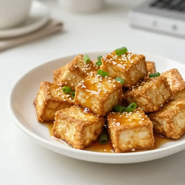 Um den perfekten knusprigen Honig-Knoblauch-Tofu zuzubereiten, brauchst du: - 1 Block fester Tofu, gut abgetropft und gepresst - 3 Esslöffel Maisstärke - 2 Esslöffel Pflanzenöl - 4 Knoblauchzehen, fein gehackt - 1/4 Tasse Honig (oder Agavensirup für eine vegane Option) - 2 Esslöffel Sojasauce - 1 Esslöffel Reisessig - 1 Teelöffel Sesamöl - 1/2 Teelöffel rote Pfefferflocken (optional) - Frisch gehackte Frühlingszwiebeln und Sesamsamen zum Garnieren Diese Zutaten machen den Tofu knusprig und die Sauce süß und herzhaft. Für eine vegane Variante kannst du den Honig durch Agavensirup ersetzen. Das gibt der Sauce die gleiche Süße. Wenn du keine Sojasauce magst, probiere Tamari oder Kokosaminos. Diese sind ebenfalls lecker und glutenfrei. Ich empfehle, den Tofu auf gedämpftem Reis zu servieren. Das gibt dir einen tollen Kontrast zu der süßen Sauce. Gebratenes Gemüse wie Brokkoli oder Paprika passen auch gut dazu. So hast du ein vollständiges und ausgewogenes Gericht. {{ingredient_image_2}} Um den Tofu richtig vorzubereiten, beginne mit einem Block festen Tofus. Schneide ihn in Würfel, die etwa 2,5 cm groß sind. Achte darauf, den Tofu gut abzutrocknen. Nutze Küchenpapier, um überschüssige Feuchtigkeit zu entfernen. Dies ist wichtig, um eine knusprige Textur zu erreichen. Nehme eine Schüssel und gib die Tofuwürfel hinein. Füge 3 Esslöffel Maisstärke hinzu. Mische alles gut, bis der Tofu gleichmäßig bedeckt ist. Erhitze in einer großen Pfanne 2 Esslöffel Pflanzenöl bei mittlerer bis hoher Hitze. Wenn das Öl heiß ist, lege die panierten Tofu-Würfel vorsichtig in die Pfanne. Frittiere sie für 5 bis 7 Minuten. Wende sie regelmäßig, bis sie goldbraun und knusprig sind. Nimm den Tofu dann aus der Pfanne und lege ihn beiseite. In der gleichen Pfanne reduziere die Hitze auf mittel. Füge 4 fein gehackte Knoblauchzehen hinzu. Brate den Knoblauch 1 bis 2 Minuten an, bis er duftet. Achte darauf, dass er nicht anbrennt. Gib dann 1/4 Tasse Honig, 2 Esslöffel Sojasauce, 1 Esslöffel Reisessig und 1 Teelöffel Sesamöl dazu. Mische alles gut und lasse die Sauce 2 bis 3 Minuten köcheln, bis sie leicht eindickt. Zum Schluss gib den knusprigen Tofu zurück in die Pfanne. Schwenke ihn in der Sauce, bis er gleichmäßig bedeckt ist. Koche alles weitere 2 Minuten, damit der Tofu die Aromen aufnehmen kann. Um Tofu knusprig zu machen, beginne mit festem Tofu. Pressen ist wichtig. Dies hilft, Wasser zu entfernen. Weniger Wasser sorgt für mehr Knusprigkeit. Schneide den Tofu in gleichmäßige Würfel. Ein guter Tipp ist, die Tofustücke mit Maisstärke zu bestäuben. Diese Schicht fördert die knusprige Textur beim Frittieren. Lass den Tofu nach dem Panieren etwas ruhen. So haftet die Maisstärke besser. Ein häufiger Fehler ist, den Tofu nicht genug zu pressen. Wenn noch Wasser im Tofu bleibt, wird er nicht knusprig. Ein anderer Fehler ist, die Pfanne zu überfüllen. Dies senkt die Temperatur des Öls. Frittiere den Tofu in kleinen Mengen. Achte darauf, dass das Öl heiß genug ist. Ein guter Test ist, ein kleines Stück Tofu ins Öl zu geben. Wenn es sofort brutzelt, ist das Öl bereit. Für die beste Knusprigkeit, frittiere den Tofu bei mittlerer bis hoher Hitze. Die ideale Temperatur liegt bei etwa 180 Grad Celsius. Frittiere den Tofu 5 bis 7 Minuten lang. Wende ihn regelmäßig, damit er gleichmäßig bräunt. Wenn du die Sauce zubereitest, reduziere die Hitze auf mittel. So bleibt der Knoblauch aromatisch und brennt nicht an. Pro Tipps Tofu richtig pressen: Achten Sie darauf, den Tofu gut zu pressen, um überschüssige Feuchtigkeit zu entfernen. Dies führt zu einer knusprigeren Textur beim Frittieren. Öltemperatur überprüfen: Stellen Sie sicher, dass das Öl heiß genug ist, bevor Sie den Tofu hinzufügen. Ein zu kaltes Öl führt dazu, dass der Tofu fettig wird, anstatt knusprig. Sauce anpassen: Passen Sie die Süße der Sauce an, indem Sie die Menge des Honigs oder Agavensirups variieren. Fügen Sie mehr hinzu, wenn Sie eine süßere Note wünschen. Garnierung für mehr Geschmack: Garnieren Sie den Tofu mit frischen Kräutern wie Koriander oder Petersilie, um zusätzliches Aroma und Farbe hinzuzufügen. {{image_4}} Du kannst das Rezept ganz einfach anpassen. Füge zum Beispiel Ingwer für mehr Schärfe hinzu. Eine Prise Zimt kann auch eine interessante Note bringen. Möchtest du die Sauce fruchtiger? Probiere, etwas Ananassaft oder Orangensaft hinzuzufügen. Das gibt einen frischen Geschmack. Für einen umami-reichen Kick kannst du auch einige Pilze in die Sauce geben. Um die Sauce vegan zu machen, ersetze den Honig durch Agavensirup oder Ahornsirup. Beide Optionen bieten eine süße Note, die gut mit dem Knoblauch harmoniert. Du könntest auch Kokosblütenzucker verwenden. Achte darauf, dass alle Sojasaucen glutenfrei sind, wenn du eine glutenfreie Option suchst. Wenn du eine glutenfreie Diät hast, wähle glutenfreie Sojasauce oder Tamari. Um das Rezept kalorienärmer zu machen, kannst du weniger Honig oder Agavensirup verwenden. Für eine proteinreiche Variante, füge Kichererbsen hinzu. Sie passen gut zum Tofu und machen das Gericht noch sättigender. Um übrig gebliebenen Tofu frisch zu halten, lege ihn in einen luftdichten Behälter. Füge etwas Wasser hinzu, um den Tofu feucht zu halten. Decke den Behälter gut ab und stelle ihn in den Kühlschrank. So bleibt der Tofu weich und frisch. Der beste Weg, um den Tofu wieder warm zu machen, ist die Pfanne. Erhitze etwas Öl in einer Pfanne bei mittlerer Hitze. Füge den Tofu hinzu und brate ihn für etwa 5 Minuten an. So wird er wieder schön knusprig. Du kannst auch einen Toaster oder einen Ofen verwenden, aber die Pfanne ist am besten. Der aufbewahrte Tofu bleibt im Kühlschrank etwa 3-5 Tage frisch. Achte darauf, den Tofu regelmäßig zu überprüfen. Wenn er komisch riecht oder die Farbe sich ändert, wirf ihn weg. Um Verderb zu vermeiden, lagere den Tofu immer in sauberem Wasser und wechsle das Wasser alle ein oder zwei Tage. So bleibt der Tofu länger gut. Um Tofu richtig zu pressen, lege den Block Tofu auf ein Küchentuch. Wickel das Tuch um den Tofu. Setze ein schweres Objekt darauf, wie einen Topf oder eine Pfanne. Lasse den Tofu etwa 15 bis 30 Minuten pressen. Dies entfernt überschüssige Flüssigkeit. So wird der Tofu fester und nimmt mehr Geschmack auf. Ja, du kannst Gemüse hinzufügen! Brokkoli, Paprika oder Karotten passen gut. Schneide das Gemüse in kleine Stücke. Brate es in der Pfanne an, bevor du die Sauce hinzufügst. So erhältst du ein buntes und gesundes Gericht. Das Frittieren von Tofu dauert etwa 5 bis 7 Minuten. Stelle sicher, dass das Öl heiß ist, bevor du den Tofu hinzufügst. Wende die Tofuwürfel während des Frittierens, damit sie gleichmäßig knusprig werden. So erhältst du eine goldbraune und leckere Textur. Wir haben die Hauptzutaten für knusprigen Honig-Knoblauch-Tofu besprochen und wie man ihn zubereitet. Ich habe Tipps gegeben, um den perfekten Tofu zu erreichen und gängige Fehler zu vermeiden. Variationen und Aufbewahrungshinweise helfen dir, das Beste aus deinem Gericht zu machen. Du kannst deine eigene Note hinzufügen, damit es noch besser schmeckt. Jetzt liegt es an dir, dieses Rezept auszuprobieren und zu genießen! Tofu kann so lecker sein, wenn man es richtig macht.
