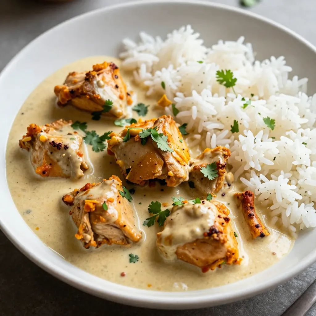 Für ein tolles Hähnchen Tikka Masala benötigst du einige Hauptzutaten: - 680 g Hähnchenschenkel ohne Knochen und Haut, in mundgerechte Stücke geschnitten - 240 ml Naturjoghurt - 1 große Zwiebel, fein gehackt - 4 Knoblauchzehen, fein gehackt - 1 Esslöffel frischer Ingwer, gerieben - 1 Dose (425 g) gehackte Tomaten - 1 Dose (400 ml) Kokosmilch - Frischer Koriander, gehackt (zum Garnieren) Diese Zutaten bilden die Basis für dein Gericht. Die Hähnchenschenkel sorgen für zarte Stücke, die im Instant Pot wunderbar garen. Joghurt bringt Cremigkeit und hilft, das Fleisch zart zu halten. Die Gewürze sind entscheidend für den Geschmack. Hier sind die wichtigsten: - 2 Esslöffel Garam Masala - 1 Esslöffel gemahlener Kreuzkümmel - 1 Esslöffel gemahlener Koriander - 1 Teelöffel Kurkumapulver - 1 Teelöffel Paprika - 1 Teelöffel Cayennepfeffer (nach Geschmack anpassen) - 1 Teelöffel Salz - 1 Esslöffel Olivenöl Die Marinade aus Joghurt und diesen Gewürzen gibt dem Hähnchen einen leckeren, würzigen Geschmack. Du kannst die Gewürze nach deinem Geschmack anpassen. Wenn du es schärfer magst, füge mehr Cayennepfeffer hinzu. Um dein Hähnchen Tikka Masala perfekt abzurunden, empfehle ich: - Gekochter Basmati-Reis - Naan-Brot Beides passt hervorragend zu der cremigen Sauce. Der Reis nimmt die Aromen auf und das Naan ist perfekt, um in die Sauce zu dippen. Diese Kombination macht dein Gericht noch köstlicher! {{ingredient_image_2}} Zuerst marinieren wir das Hähnchen. In einer großen Schüssel mische ich den Joghurt mit Garam Masala, Kreuzkümmel, Koriander, Kurkuma, Paprika, Cayennepfeffer und Salz. Dann füge ich die Hähnchenstücke hinzu. Es ist wichtig, dass jedes Stück gut mit der Marinade bedeckt ist. Ich lasse das Hähnchen mindestens 30 Minuten marinieren, um die Aromen zu intensivieren. Wenn du mehr Zeit hast, lasse es bis zu 2 Stunden stehen. Jetzt gehe ich zum Instant Pot. Ich stelle ihn auf „Sauté“. Nach einer Minute gebe ich das Olivenöl hinein. Dann füge ich die gehackte Zwiebel hinzu. Ich sautieren sie, bis sie goldbraun ist, das dauert etwa 5 Minuten. Danach kommt der gehackte Knoblauch und der geriebene Ingwer dazu. Ich rühre alles gut um und lasse es für 1-2 Minuten kochen. Die Küche duftet jetzt schon herrlich! Jetzt wird es spannend! Ich gebe das marinierte Hähnchen in den Topf. Nach 5 Minuten Rühren, gieße ich die gehackten Tomaten und die Kokosmilch hinein. Ich mische alles gut, bis eine schöne, einheitliche Sauce entsteht. Dann stelle ich den Instant Pot auf „Manual“ oder „Pressure Cook“ für 10 Minuten bei hohem Druck. Nach dem Kochvorgang lasse ich den Druck etwa 10 Minuten natürlich abfallen. Danach gebe ich den restlichen Druck schnell frei. Ich rühre das Hähnchen Tikka Masala gut durch und passe die Gewürze nach Bedarf an. Es ist bereit zum Servieren! Die Marinierzeit ist wichtig für den Geschmack. Ich empfehle mindestens 30 Minuten. Wenn du mehr Zeit hast, marinier das Hähnchen bis zu 2 Stunden. So wird das Fleisch zart und nimmt die Gewürze gut auf. Die Gewürze bestimmen den Geschmack. Du kannst die Menge an Cayennepfeffer anpassen. Magst du es schärfer? Füge mehr hinzu. Wenn du milderen Geschmack möchtest, reduziere ihn. Probiere auch, etwas mehr Garam Masala zu verwenden. Das gibt dem Gericht eine tolle Tiefe. Frische Zutaten machen einen großen Unterschied. Benutze frischen Ingwer und Knoblauch für mehr Aroma. Frischer Koriander als Garnitur bringt Farbe und Frische. Wenn du die Möglichkeit hast, wähle biologische Tomaten und Kokosmilch. Das erhöht die Qualität deines Gerichts. Pro Tipps Marinieren für mehr Geschmack: Lassen Sie das Hähnchen mindestens 30 Minuten oder bis zu 2 Stunden marinieren, um die Aromen zu intensivieren. Die richtige Konsistenz: Achten Sie darauf, dass die Sauce gut vermischt ist, bevor Sie den Druckkochen starten, damit das Hähnchen gleichmäßig garen kann. Würze nach Geschmack: Probieren Sie das Gericht nach dem Kochen und passen Sie die Gewürze nach Ihrem persönlichen Geschmack an. Servieren mit Beilagen: Kombinieren Sie das Hähnchen Tikka Masala mit Basmati-Reis oder Naan für eine vollständige Mahlzeit. {{image_4}} Wenn du eine vegetarische Version von Hähnchen Tikka Masala machen möchtest, kannst du Hähnchen durch Gemüse oder pflanzliche Proteine ersetzen. Tofu oder Kichererbsen sind großartige Optionen. Sie nehmen die Gewürze gut auf und sorgen für einen kräftigen Geschmack. Ich empfehle, den Tofu vorher zu marinieren, um mehr Tiefe zu erreichen. Füge deinem Gericht mehr Farbe und Nährstoffe hinzu, indem du zusätzliches Gemüse verwendest. Paprika, Zucchini oder Spinat passen hervorragend. Diese Gemüsesorten geben nicht nur mehr Textur, sondern auch einen frischen Geschmack. Du kannst sie direkt mit dem Hähnchen in den Instant Pot geben. Wenn du es gerne schärfer magst, kannst du mehr Cayennepfeffer hinzufügen. Beginne mit einer kleinen Menge und taste dich an den gewünschten Schärfegrad heran. Du kannst auch frische grüne Chilis verwenden, um eine andere Art von Hitze zu erzeugen. Experimentiere mit verschiedenen Gewürzen, um dein perfektes Tikka Masala zu kreieren. Um Reste frisch zu halten, bewahre das Hähnchen Tikka Masala in einem luftdichten Behälter auf. Stelle sicher, dass das Gericht vollständig abgekühlt ist, bevor du es in den Kühlschrank stellst. So bleibt der Geschmack erhalten. Du kannst die Reste bis zu vier Tage im Kühlschrank aufbewahren. Für längere Lagerung kannst du das Gericht auch einfrieren. Fülle das abgekühlte Hähnchen Tikka Masala in einen gefrierfesten Behälter. Achte darauf, dass du so viel Luft wie möglich herausdrückst, um Gefrierbrand zu vermeiden. So bleibt das Gericht bis zu drei Monate frisch. Um das Gericht aufzuwärmen, kannst du es entweder in der Mikrowelle oder auf dem Herd erhitzen. Wenn du die Mikrowelle verwendest, decke den Behälter ab, um Spritzer zu vermeiden. Erhitze es in kurzen Intervallen und rühre zwischendurch um. Wenn du den Herd nutzt, erwärme es bei mittlerer Hitze und rühre häufig, bis es heiß ist. Serviere das Hähnchen Tikka Masala mit frischem Basmati-Reis oder Naan für ein perfektes Essen. Das Hähnchen sollte mindestens 30 Minuten marinieren. Für besseren Geschmack empfehle ich, es bis zu 2 Stunden marinieren zu lassen. So nimmt das Fleisch die Aromen besser auf. Wenn du mehr Zeit hast, kannst du es auch über Nacht im Kühlschrank lassen. Die Marinade macht das Hähnchen zart und geschmackvoll. Ja, du kannst die Gewürze anpassen! Wenn du es milder magst, reduziere den Cayennepfeffer. Magst du es schärfer? Füge mehr Cayennepfeffer hinzu. Du kannst auch andere Gewürze wie Zimt oder Nelken ausprobieren. Diese Gewürze geben dem Gericht eine interessante Note. Experimentiere einfach und finde deinen perfekten Geschmack. Wenn du keine Kokosmilch magst, gibt es Alternativen. Du kannst Sahne oder griechischen Joghurt verwenden. Diese Optionen machen das Gericht cremig. Ein weiterer guter Ersatz ist Mandelmilch oder Sojamilch. Achte darauf, dass die Konsistenz ähnlich bleibt. So bleibt das Gericht lecker und nahrhaft. Hähnchen Tikka Masala ist einfach und köstlich. Wir haben die Hauptzutaten und Gewürze besprochen. Die Schritt-für-Schritt-Anleitung macht das Kochen leicht. Tipps helfen dir, das Rezept anzupassen und frische Zutaten zu verwenden. Du kannst Variationen ausprobieren, wie vegetarische Alternativen oder schärfere Optionen. Auch die Aufbewahrung der Reste ist einfach. Denke daran, beim Marinieren und Kochen geduldig zu sein. Genieß dein Gericht und teile es mit anderen!