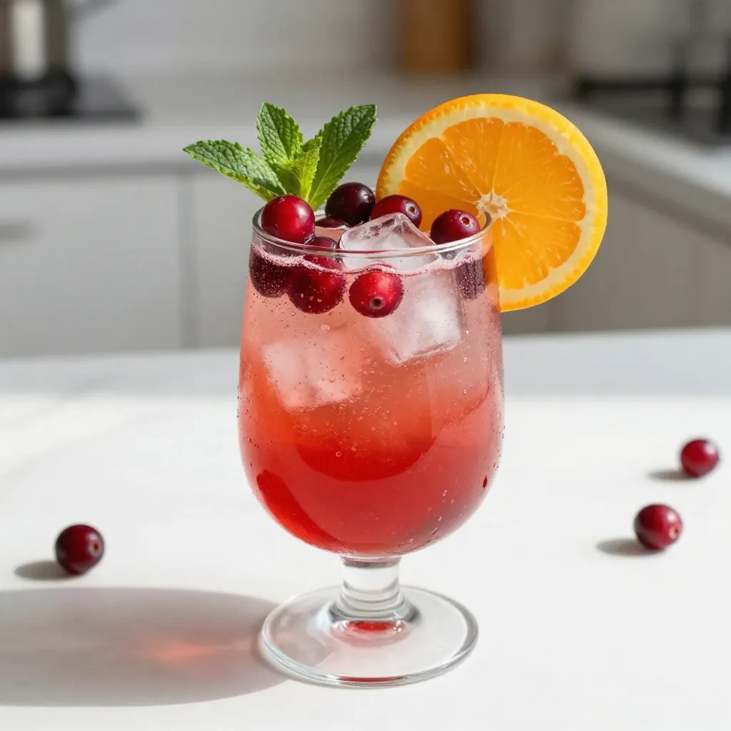 Für den Santa Spritz Cocktail braucht man frische und spritzige Zutaten. Hier sind die Hauptzutaten: - 240 ml Cranberrysaft - 240 ml Sprudelwasser - 120 ml Orangensaft - 15 ml Limettensaft - 15 ml Zuckersirup (oder nach Geschmack) Diese Zutaten sorgen für einen leckeren und erfrischenden Geschmack. Der Cranberrysaft gibt eine schöne Farbe. Der Orangensaft bringt Süße und Frische. Der Limettensaft fügt eine feine Säure hinzu. Zuckersirup kann man anpassen, wenn man es süßer möchte. Die Dekoration macht den Santa Spritz Cocktail besonders festlich. Hier sind die Dekorationselemente: - Frische Cranberries - Orangenscheiben - Minzblätter Frische Cranberries sehen toll aus und passen gut zur Farbe des Cocktails. Orangenscheiben geben nicht nur einen schönen Look, sondern auch ein wenig mehr Fruchtgeschmack. Minzblätter bringen einen frischen Duft. Diese Elemente machen den Cocktail einladend und festlich. Wenn du den Cocktail süßer oder weniger süß magst, kannst du den Zuckersirup anpassen. Hier sind ein paar Tipps: - Beginne mit 15 ml Zuckersirup. - Füge mehr hinzu, wenn du es süßer magst. - Du kannst auch Honig oder Agavendicksaft verwenden. So kannst du den Cocktail nach deinem Geschmack gestalten. Jeder soll ihn genießen können! {{ingredient_image_2}} Zuerst nimmst du einen großen Krug. Füge 240 ml Cranberrysaft hinzu. Gieße dann 120 ml Orangensaft dazu. Jetzt kommt der Limettensaft. Füge 15 ml Limettensaft und 15 ml Zuckersirup hinzu. Rühre alles kräftig um. Achte darauf, dass sich die Aromen gut vermischen. Nehme vier Gläser und fülle sie bis zur Hälfte mit Eiswürfeln. Die Eiswürfel halten die Getränke kühl und frisch. Es macht den Cocktail noch erfrischender. Gieße die vorbereitete Saftmischung über das Eis. Jedes Glas sollte etwa zwei Drittel voll sein. Fülle dann jedes Glas mit Sprudelwasser auf. Das sorgt für einen spritzigen Effekt. Rühre vorsichtig um. Achte darauf, die Sprudelwirkung nicht zu verlieren. Zum Schluss garniere jedes Glas. Lege ein paar frische Cranberries und eine Scheibe Orange hinein. Füge einen Minzzweig hinzu für den festlichen Touch. Um den Santa Spritz Cocktail perfekt zuzubereiten, folge diesen einfachen Schritten: - Stelle sicher, dass alle Säfte frisch sind. So schmeckt der Cocktail besser. - Mische die Säfte in einem großen Krug. Rühre gut um, damit sich die Aromen verbinden. - Verwende kaltes Sprudelwasser. Das sorgt für einen spritzigen Effekt. - Fülle die Gläser mit Eiswürfeln, bevor du die Mischung hinzufügst. So bleibt der Drink kühl. Die Garnierung macht den Cocktail festlich und schön. Hier sind einige Ideen: - Nutze frische Cranberries. Sie sehen toll aus und schmecken gut. - Schneide Orangenscheiben in dünne Stücke. Eine Scheibe auf dem Rand sieht festlich aus. - Füge einen Minzzweig hinzu. Er bringt frische und Farbe ins Glas. - Sei kreativ! Du kannst auch andere Früchte verwenden, die du magst. Ein paar Fehler können den Cocktail verderben. Hier sind einige, die du vermeiden solltest: - Verwende keinen zu süßen Zuckersirup. Probiere ihn zuerst und passe ihn an. - Mische die Sprudelwasser nicht zu kräftig. So bleibt die Spritzigkeit erhalten. - Lass die Garnierung nicht weg. Sie macht den Cocktail besonders und einladend. - Bereite den Cocktail nicht zu früh vor. Er schmeckt am besten frisch zubereitet. Pro Tipps Verwenden Sie frische Säfte: Für den besten Geschmack sollten Sie frische Orangen und Limetten auspressen, anstatt vorverpackte Säfte zu verwenden. Variieren Sie die Süße: Passen Sie die Menge des Zuckersirups an Ihren persönlichen Geschmack an. Einige mögen es süßer, während andere eine leichtere Note bevorzugen. Kühles Glas: Stellen Sie sicher, dass Ihre Gläser vor dem Servieren gekühlt sind, um den Cocktail länger erfrischend zu halten. Lebendige Garnitur: Nutzen Sie zusätzlich zur Minze auch andere Kräuter wie Basilikum für eine interessante Geschmacksnote und eine schöne Präsentation. {{image_4}} Für einen spritzigen Kick, füge Alkohol hinzu. Probiere Sekt oder Prosecco. Diese Varianten machen den Cocktail festlicher. Du kannst auch Wodka oder Gin verwenden. Mische 60 ml Wodka in die Saftmischung. Das gibt dem Getränk mehr Tiefe. Achte darauf, die Menge an Zuckersirup zu reduzieren. So bleibt der Geschmack ausgewogen. Wenn du es weniger süß magst, lasse den Zuckersirup weg. Du kannst den Limettensaft erhöhen. Das gibt mehr Frische. Verwende ungesüßten Cranberrysaft, um den Zuckergehalt zu senken. Füge auch mehr Sprudelwasser hinzu. So bleibt der Cocktail leicht und spritzig, ohne den süßen Geschmack. Passe den Santa Spritz Cocktail an die Jahreszeit an. Im Winter füge einen Hauch von Zimt oder Nelken hinzu. Das schafft eine warme, festliche Note. Im Sommer kannst du frische Früchte nutzen. Füge Beeren oder Melonenstücke hinzu. Diese saisonalen Anpassungen machen den Cocktail einzigartig und spannend. Du kannst die Saftmischung für den Santa Spritz Cocktail im Voraus zubereiten. Mische einfach Cranberrysaft, Orangensaft, Limettensaft und Zuckersirup in einem Krug. Stelle den Krug dann in den Kühlschrank. So sparst du Zeit, wenn deine Gäste kommen. Du kannst die Mischung bis zu zwei Tage im Voraus machen. Falls du Reste hast, bewahre sie gut auf. Fülle die übrig gebliebene Saftmischung in einen luftdichten Behälter. Stelle diesen im Kühlschrank auf. Die Mischung bleibt frisch für etwa zwei bis drei Tage. Füge Sprudelwasser erst kurz vor dem Servieren hinzu. So bleibt die Spritzigkeit erhalten. Die frischen Zutaten benötigen besondere Aufmerksamkeit. Cranberries, Orangen und Minze halten sich etwa eine Woche im Kühlschrank. Achte darauf, die Früchte trocken und kühl zu lagern. Zuckersirup kann in einem Glasbehälter bis zu einem Monat halten. Die Säfte sollten innerhalb von einer Woche verbraucht werden, wenn sie geöffnet sind. Um den Santa Spritz Cocktail ohne Alkohol zu machen, lasse einfach das Sprudelwasser weg. Mische die Säfte wie gewohnt. Du kannst Cranberrysaft, Orangensaft und Limettensaft benutzen. Füge Zuckersirup nach Geschmack hinzu. Rühre alles gut um und serviere es über Eis. Das ist erfrischend und lecker. Ja, frische Säfte sind eine tolle Wahl! Frisch gepresster Orangensaft bringt mehr Geschmack. Du kannst auch frischen Limettensaft verwenden. Achte nur darauf, die richtige Menge zu nutzen. Frische Säfte machen den Cocktail lebendiger. Zu diesem Cocktail passen viele Snacks. Hier sind einige Ideen: - Käseplatte mit verschiedenen Käsesorten - Chips mit Salsa oder Guacamole - Mini-Häppchen mit Schinken und Melone - Gemüsesticks mit Dip Diese Snacks machen deine Feier noch besser! Dieser Blogpost hat die Hauptzutaten für den Santa Spritz Cocktail erklärt. Wir haben auch die besten Dekorationselemente und Anpassungen der Süße behandelt. Die Schritt-für-Schritt-Anleitung zeigt, wie man die Saftmischung vorbereitet und den Cocktail richtig anrichtet. Tipps und Tricks helfen dir, häufige Fehler zu vermeiden und den Drink zu verschönern. Natürlich haben wir auch verschiedene Varianten und Lagerungsinformationen besprochen. Die Zubereitung wird einfacher, wenn du all diese Punkte beachtest. Viel Spaß beim Mixen!