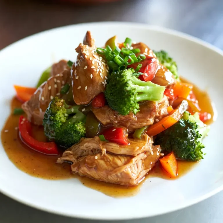 Für das Honig-Knoblauch-Hühnchen brauchst du einige wichtige Zutaten. Diese Zutaten schaffen den tollen Geschmack. Hier sind die Hauptzutaten: - 4 Hähnchenschenkel ohne Knochen und Haut - 120 ml Honig - 60 ml Sojasauce (geringem Natriumgehalt, wenn gewünscht) - 4 Knoblauchzehen, fein gehackt - 1 Esslöffel frisch geriebener Ingwer - 1 Esslöffel Sesamöl Die Gewürze und Öle geben dem Gericht seinen Charakter. Sie machen das Hähnchen würzig und aromatisch. Hier sind die Gewürze, die du benötigst: - 1/2 Teelöffel rote Pfefferflocken (optional für etwas Schärfe) Das Hinzufügen von Gemüse macht das Gericht bunt und gesund. Du kannst das Hähnchen mit schönen Farben anrichten. Verwende diese Zutaten für das Gemüse und die Garnitur: - 150 g Brokkoliröschen - 75 g in Scheiben geschnittene Paprika (jede Farbe) - 1 Esslöffel Speisestärke, gemischt mit 2 Esslöffeln Wasser (zum Andicken) - Sesamsamen und gehackte Frühlingszwiebeln zur Garnitur Mit diesen Zutaten bereitest du ein leckeres und einfaches Gericht zu, das sicherlich jeder lieben wird. {{ingredient_image_2}} Um die Soße zuzubereiten, nimm eine Schüssel. Füge den Honig, die Sojasauce, den fein gehackten Knoblauch und den frisch geriebenen Ingwer hinzu. Gieße das Sesamöl hinein. Wenn du etwas Schärfe magst, streue die roten Pfefferflocken dazu. Mische alles gut, bis die Zutaten eine homogene Soße bilden. Diese Soße bringt viel Geschmack in das Hähnchen. Nimm die Hähnchenschenkel ohne Knochen und Haut. Leg sie gleichmäßig am Boden des Slow Cookers aus. Es ist wichtig, dass sie nicht übereinander liegen. Gieße dann die vorbereitete Honig-Knoblauch-Soße gleichmäßig über das Hähnchen. Achte darauf, dass jedes Stück gut bedeckt ist. So wird das Hähnchen saftig und lecker. Schließe den Deckel des Slow Cookers. Koche das Hähnchen bei niedriger Temperatur für 6-7 Stunden oder bei hoher Temperatur für 3-4 Stunden. Das Hähnchen ist fertig, wenn es zart und gut durchgegart ist. Etwa 30 Minuten vor dem Servieren, füge die Brokkoliröschen und die Paprikascheiben hinzu. Rühre vorsichtig um. Um die Soße zu binden, nimm das Hähnchen heraus und rühre die Speisestärkemischung in die verbleibende Soße. Lasse die Soße mit geschlossenem Deckel für 15 Minuten kochen. Zerschreddere das Hähnchen mit zwei Gabeln und mische es zurück in den Slow Cooker. Voilà, dein Honig-Knoblauch-Hühnchen ist fertig! Um zartes Hähnchen zu bekommen, ist die Garzeit wichtig. Garen Sie das Hähnchen langsam. Ich empfehle, es bei niedriger Temperatur 6-7 Stunden zu kochen. So bleibt das Fleisch saftig. Achten Sie darauf, den Deckel des Slow Cookers nicht zu oft zu öffnen. So bleibt die Hitze im Inneren. Für eine dicke Soße nutzen Sie Speisestärke. Mischen Sie einen Esslöffel Speisestärke mit zwei Esslöffeln Wasser. Rühren Sie diese Mischung etwa 15 Minuten vor dem Servieren in die Soße. Lassen Sie die Soße dann bei hoher Temperatur weiter köcheln. So wird sie schön sämig und klumpt nicht. Servieren Sie das Honig-Knoblauch-Hühnchen über gedämpftem Reis oder Quinoa. Das gibt dem Gericht einen tollen Geschmack. Garnieren Sie es mit Sesamsamen und frisch gehackten Frühlingszwiebeln. Das bringt Farbe und zusätzliche Frische. Für mehr Textur können Sie auch Nüsse hinzufügen. Pro Tipps Hähnchen marinieren: Lassen Sie das Hähnchen mindestens 30 Minuten in der Honig-Knoblauch-Mischung marinieren, um den Geschmack zu intensivieren. Gemüse variieren: Fühlen Sie sich frei, das Gemüse zu variieren. Zucchini oder Karotten sind ebenfalls köstliche Ergänzungen. Langsam garen ist der Schlüssel: Vermeiden Sie es, den Deckel während des Garens häufig zu öffnen, da dies die Temperatur senkt und die Garzeit verlängert. Resteverwertung: Verwenden Sie die Reste für Wraps oder Salate am nächsten Tag – der Geschmack wird noch besser! {{image_4}} Du kannst das Rezept anpassen, um mehr Gemüse hinzuzufügen. Brokkoli und Paprika sind toll. Probiere auch Karotten oder Zucchini. Diese Gemüsesorten bringen Farbe und Nährstoffe. Sie passen gut zur süßen Honig-Knoblauch-Soße. Füge das Gemüse etwa 30 Minuten vor dem Ende der Garzeit hinzu. So bleibt es knackig und frisch. Wenn du kein Hähnchen magst, gibt es Alternativen. Du kannst Tofu oder Tempeh nutzen. Diese Optionen sind perfekt für eine vegetarische Variante. Sie nehmen die Soße gut auf und sind sehr nahrhaft. Wenn du Rindfleisch oder Schweinefleisch magst, funktioniert das auch. Achte darauf, die Garzeit anzupassen. Diese Fleischsorten brauchen oft länger als Hähnchen. Für glutenfreie Optionen verwende glutenfreie Sojasauce. Das macht das Gericht für viele Menschen geeignet. Wenn du auf Zucker achtest, ersetze den Honig durch eine Zuckeralternative. Achte darauf, dass die Konsistenz der Soße gleich bleibt. Für eine kalorienärmere Version kannst du das Öl reduzieren. Das Rezept bleibt trotzdem lecker und saftig. Um die Reste von deinem Honig-Knoblauch-Hühnchen richtig aufzubewahren, lass das Gericht zuerst abkühlen. Dann füllst du es in einen luftdichten Behälter. So bleibt es frisch. Du kannst auch kleine Portionen in Gefrierbeutel füllen. Das spart Platz und macht das Aufwärmen einfach. Das Aufwärmen ist leicht. Du kannst das Hühnchen in der Mikrowelle aufwärmen. Stelle die Mikrowelle auf mittlere Hitze und erhitze es für 2-3 Minuten. Alternativ kannst du es in einer Pfanne erhitzen. Füge ein wenig Wasser oder Brühe hinzu, um die Soße feucht zu halten. Rühre das Gericht gut um, bis es heiß ist. Im Kühlschrank hält sich dein Honig-Knoblauch-Hühnchen bis zu 3 Tage. Stelle sicher, dass der Behälter gut verschlossen ist. Im Gefrierschrank kannst du es bis zu 3 Monate aufbewahren. Achte darauf, die Portionen gut zu verpacken, damit keine Luft eindringt. So bleibt der Geschmack frisch und lecker! Das Kochen im Slow Cooker dauert je nach Hitzegrad 3 bis 7 Stunden. Bei niedriger Temperatur sind 6 bis 7 Stunden ideal. Bei hoher Temperatur reicht es, das Hähnchen 3 bis 4 Stunden zu garen. So wird das Fleisch zart und saftig. Ja, du kannst Hähnchenbrust statt Hähnchenschenkeln nutzen. Hähnchenbrust ist magerer und gart schneller. Achte darauf, die Kochzeit etwas zu verkürzen. Nach 3 bis 4 Stunden sollte die Brust durchgegart sein. Denke daran, dass die Brust weniger Fett hat und nicht ganz so saftig ist. Zu Honig-Knoblauch-Hühnchen passen viele Beilagen. Hier sind einige Vorschläge: - Gedämpfter Reis - Quinoa - Nudeln - Frischer Salat - Gebratenes Gemüse wie grüne Bohnen oder Zucchini Diese Beilagen ergänzen das Gericht perfekt und bieten eine gute Balance. Zusammenfassend haben wir die besten Tipps für Honig-Knoblauch-Hühnchen behandelt. Wir haben die Hauptzutaten sowie Gewürze besprochen. Danach erklärte ich, wie man das Gericht Schritt für Schritt zubereitet. Tipps für die richtige Konsistenz der Soße helfen dir dabei, es perfekt zu machen. Variationen geben dir neue Ideen, und die Aufbewahrungstipps sorgen dafür, dass Reste frisch bleiben. Probiere diese einfache Methode aus und genieße dein leckeres Gericht!