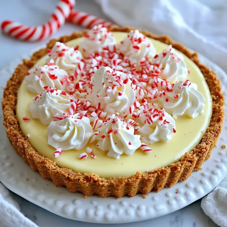 - 1 vorgebackener Grahamcracker-Tortenboden - 240 ml Schlagsahne - 240 g Frischkäse, weich - 120 g Puderzucker Die Hauptzutaten sind entscheidend für den Geschmack der Torte. Ich verwende einen vorgebackenen Grahamcracker-Tortenboden. Dieser sorgt für eine knusprige Basis. Die Schlagsahne macht die Füllung leicht und luftig. Weicher Frischkäse sorgt für eine cremige Konsistenz. Puderzucker verleiht der Mischung die süße Note. - 1 Teelöffel Pfefferminzextrakt - 120 g zerstoßene Zuckerstangen (plus extra zum Garnieren) - Rote und weiße dekorative Streusel (optional) - Schlagsahne zum Dekorieren Die aromatischen Zutaten bringen den besonderen Pep in die Torte. Pfefferminzextrakt gibt dem Ganzen den typischen Zuckerstangen-Geschmack. Zerstoßene Zuckerstangen bringen Crunch und Farbe. Ich mag es, die Torte mit zusätzlichen Zuckerstangen zu dekorieren. Rote und weiße Streusel machen die Torte festlich. Schlagsahne oben drauf sieht nicht nur gut aus, sondern schmeckt auch toll. {{ingredient_image_2}} Zuerst bereiten wir den Grahamcracker-Tortenboden vor. Du kannst einen vorgebackenen Boden kaufen oder selbst machen. Stelle dann alle Zutaten bereit. Du brauchst: - 1 vorgebackenen Grahamcracker-Tortenboden - 240 ml Schlagsahne - 240 g weichen Frischkäse - 120 g Puderzucker - 1 Teelöffel Pfefferminzextrakt - 120 g zerstoßene Zuckerstangen Jetzt kommt der spannende Teil: die Füllung! Schlage die Schlagsahne in einer großen Schüssel auf. Verwende einen Handmixer, bis steife Spitzen entstehen. Das gibt deiner Torte die nötige Luftigkeit. Stelle die Schlagsahne beiseite. In einer anderen Schüssel mische den weichen Frischkäse mit dem Puderzucker. Schlage die Mischung glatt und cremig. Das ist wichtig für den Geschmack und die Textur. Füge nun den Pfefferminzextrakt und die zerstoßenen Zuckerstangen zur Frischkäse-Mischung hinzu. Rühre alles gut um, bis es gleichmäßig ist. Jetzt hebe die Schlagsahne vorsichtig unter. Achte darauf, dass die Luftigkeit bleibt. Gieße die Mischung in den Grahamcracker-Tortenboden. Glätte die Oberfläche mit einem Spatel. Decke die Torte mit Frischhaltefolie ab. Kühle sie mindestens 4 Stunden, damit sie fest wird. Wenn die Kühlzeit vorbei ist, nimm die Torte heraus. Garniere sie mit zusätzlicher Schlagsahne und den restlichen zerstoßenen Zuckerstangen. Du kannst auch Streusel hinzufügen, wenn du magst. Jetzt ist deine Candy Cane Pie bereit zum Genießen! - Schlagsahne richtig aufschlagen: Schlagen Sie die Schlagsahne, bis sie steife Spitzen hat. Seien Sie vorsichtig, nicht zu lange zu schlagen, sonst wird sie butterartig. - Frischkäse gleichmäßig vermengen: Stellen Sie sicher, dass der Frischkäse weich und zimmerwarm ist. So lässt er sich gut mit dem Puderzucker vermischen. Klumpen sind zu vermeiden. - Ideale Kühlzeit für beste Ergebnisse: Kühlen Sie die Torte mindestens 4 Stunden. So wird sie fest und lässt sich gut schneiden. - Wie man die Torte cremig und luftig hält: Heben Sie die Schlagsahne vorsichtig unter die Frischkäse-Mischung. So bleibt die Torte leicht und luftig. - Wie man die Torte dekorativ anrichtet: Garnieren Sie die Torte mit Schlagsahne und zerstoßenen Zuckerstangen. Fügen Sie rote und weiße Streusel hinzu für mehr Farbe. - Kombinationen mit anderen Desserts: Servieren Sie die Torte mit frischen Beeren oder Schokoladensauce. Diese Kombination bringt noch mehr Geschmack. Pro Tipps Frischkäse richtig vorbereiten: Stellen Sie sicher, dass der Frischkäse Zimmertemperatur hat, um eine glatte und cremige Konsistenz zu erreichen. Schlagsahne perfekt schlagen: Schlagen Sie die Sahne, bis sie steife Spitzen bildet, aber übermixen Sie sie nicht, da sie sonst butterartig werden kann. Variationen ausprobieren: Fügen Sie zusätzliche Aromen wie Vanille oder Schokoladenstückchen hinzu, um der Torte eine persönliche Note zu verleihen. Kühlzeit einhalten: Lassen Sie die Torte mindestens 4 Stunden im Kühlschrank, um die beste Textur und Stabilität zu gewährleisten. {{image_4}} Bei der Candy Cane Pie können Sie kreativ sein. Nutzen Sie andere Extrakte wie Vanille oder Mandel. Diese geben der Torte einen neuen Geschmack. Wenn Sie andere Süßigkeiten verwenden, probieren Sie zerstoßene Toffees oder Schokoladenstückchen. So wird die Torte noch bunter und leckerer. Für glutenfreie Freunde gibt es tolle Alternativen. Sie können einen glutenfreien Tortenboden kaufen oder selbst machen. Achten Sie darauf, glutenfreie Kekse zu verwenden. Auch die Füllung lässt sich leicht anpassen. Ersetzen Sie den Puderzucker durch eine glutenfreie Option. So kann jeder diese köstliche Torte genießen. Mini-Versionen der Candy Cane Pie sind sehr beliebt. Sie können kleine Gläser verwenden, um die Torte zu machen. Füllen Sie die Gläser mit der Mischung und schichten Sie sie. So erhalten Sie schöne Portionen für Partys. Denken Sie daran, die Portionsgrößen anzupassen. So bleibt jeder happy und zufrieden. Die Zuckerstangen-Torte ist ein echter Genuss. Um sie frisch zu halten, kühlst du sie am besten im Kühlschrank. Achte darauf, die Torte gut abzudecken. Verwende Frischhaltefolie oder einen luftdichten Behälter. So bleibt die Torte feucht und lecker. Im Kühlschrank hält die Torte bis zu fünf Tage. Nach dieser Zeit kann sie an Geschmack verlieren. Es ist wichtig, sie nicht zu lange stehen zu lassen. Wenn du sie länger aufbewahren möchtest, kannst du sie einfrieren. Das Einfrieren der Torte ist einfach. Schneide die Torte in Stücke, um die Portionen zu erleichtern. Wickele jedes Stück in Frischhaltefolie. Danach lege die Stücke in einen gefrierfesten Behälter. So bleibt die Torte frisch und schmackhaft. Um die Torte aufzutauen, lasse sie im Kühlschrank über Nacht. So bleibt die Textur gut. Vermeide das Auftauen bei Raumtemperatur. Das kann die Torte matschig machen. Wenn du die Torte wieder servierst, kannst du sie mit frischer Schlagsahne und Zuckerstangen garnieren. So sieht sie gleich wieder festlich aus! Die Zuckerstangen-Torte bleibt im Kühlschrank etwa 3 bis 5 Tage frisch. Achte darauf, sie gut abzudecken. So bleibt sie kühl und lecker. Wenn du sie länger aufbewahren möchtest, kannst du sie auch einfrieren. Das hält die Torte bis zu einem Monat frisch, aber die Textur könnte sich leicht ändern. Ja, du kannst die Füllung im Voraus zubereiten. Mache sie bis zu 2 Tage vorher und stelle sie in den Kühlschrank. Achte darauf, die Mischung gut abzudecken. Wenn du bereit bist, die Torte zu machen, kannst du die Füllung einfach in den Tortenboden gießen. So sparst du Zeit, wenn du Gäste erwartest. Wenn du keinen Grahamcracker-Tortenboden hast, gibt es Alternativen. Du kannst einen Keksboden aus Butterkeksen oder Haferkeksen machen. Mische die zerbröselten Kekse mit geschmolzener Butter und drücke sie in eine Form. Du kannst auch einen fertigen Tortenboden im Geschäft kaufen. Achte darauf, dass er gut zu der Füllung passt. Die Zuckerstangen-Torte ist ein einfacher und leckerer Genuss. Wir haben die Hauptzutaten wie Grahamcracker-Boden, Schlagsahne und Frischkäse besprochen. Die Zubereitung ist leicht und macht Spaß. Mit ein paar Tipps und Tricks halten Sie die Torte perfekt cremig und luftig. Auch für Variationen, wie glutenfreie Alternativen, haben wir Ideen gegeben. Denken Sie daran, die Torte richtig zu lagern, um ihre Frische zu bewahren. Genießen Sie die festliche Süße, die diese Torte bietet!