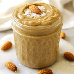 Die Basis für die beste Mandelnussbutter sind einfache Zutaten. Hier ist, was du brauchst: - 2 Tassen rohe Mandeln - 1 Esslöffel Kokosöl (optional für die Cremigkeit) - 1 Teelöffel Meersalz (nach Geschmack anpassen) - 2 Esslöffel Ahornsirup oder Honig (für die Süße, optional) Mit diesen Zutaten bereitest du eine leckere und gesunde Mandelnussbutter zu. Die Mandeln sind reich an Nährstoffen und gut für die Gesundheit. Ich finde es wichtig, den Geschmack nach deinem Wunsch anzupassen. Du kannst die Süße mit mehr oder weniger Ahornsirup oder Honig steuern. Wenn du es salziger magst, füge einfach mehr Meersalz hinzu. Probiere es aus und finde deinen perfekten Mix. Manchmal mag ich Kokosöl, aber es gibt auch Alternativen. Du kannst Erdnussöl oder Mandelöl verwenden, um eine andere Note zu schaffen. Diese Öle machen die Nussbutter ebenfalls cremig und lecker. Wenn du kein Öl verwenden möchtest, lasse es einfach weg. Die Mandeln sind auch ohne Öl gut. {{ingredient_image_2}} Zuerst heize deinen Ofen auf 175°C vor. Nimm 2 Tassen rohe Mandeln und verteile sie gleichmäßig auf einem Backblech. Röste die Mandeln für 10 bis 12 Minuten. Die Mandeln sollten goldbraun und duftend sein. Rühre sie während des Röstens regelmäßig um. So verhindern wir, dass sie verbrennen. Nach dem Rösten lasse die Mandeln etwas abkühlen, damit sie leicht zu verarbeiten sind. Gib die warmen Mandeln in eine Küchenmaschine. Verarbeite sie bei hoher Geschwindigkeit für 1 bis 2 Minuten. Die Mandeln werden zuerst zu einem feinen Pulver. Kratze die Seiten der Schüssel ab, um alles gleichmäßig zu vermengen. Nach ein paar Minuten bildet sich eine dicke Kugel. Diese Kugel wird dann nach und nach zu einer cremigen Mandelnussbutter. Nach etwa 5 bis 7 Minuten füge 1 Esslöffel Kokosöl, 1 Teelöffel Meersalz und 2 Esslöffel Ahornsirup oder Honig hinzu. Verarbeite die Mischung weiter, bis sie glatt und flüssig ist. Das dauert etwa 2 bis 3 Minuten. Probiere die Nussbutter und passe den Salzgehalt und die Süße nach deinem Geschmack an. Nachdem du die gewünschte Konsistenz erreicht hast, fülle die Mandelnussbutter in ein sauberes Glas. Lass sie vollständig abkühlen, bevor du das Glas verschließt. Um die perfekte Konsistenz für Ihre Mandelnussbutter zu erreichen, ist Geduld wichtig. Beginnen Sie mit den gerösteten Mandeln. Geben Sie sie in die Küchenmaschine und starten Sie sie. Zuerst werden sie pulverig. Nach ein paar Minuten wird die Mischung dick und klebrig. Fahren Sie fort, bis sie ganz glatt ist. Wenn die Nussbutter zu dick ist, fügen Sie etwas Kokosöl hinzu. Dies hilft, sie cremiger zu machen. Ein häufiger Fehler ist, die Mandeln zu wenig zu rösten. Achten Sie darauf, sie goldbraun zu backen. So schmecken sie besser. Ein weiterer Fehler ist, die Küchenmaschine nicht lange genug laufen zu lassen. Lassen Sie sie mindestens 5-7 Minuten arbeiten. Wenn die Nussbutter nicht glatt ist, haben Sie sie vielleicht zu früh gestoppt. Probieren Sie auch, den Salz- und Süßigkeitsgrad anzupassen. Zu viel Salz kann den Geschmack ruinieren. Für die Herstellung von Nussbutter sind einige Utensilien sehr nützlich: - Küchenmaschine: Für die besten Ergebnisse. - Backblech: Zum Rösten der Mandeln. - Spatel: Um die Seiten der Schüssel abzukratzen. - Messlöffel: Für die genauen Mengen von Salz und Süße. - Sauberes Glas: Zum Aufbewahren der fertigen Nussbutter. Mit diesen Utensilien machen Sie die Zubereitung einfacher und effektiver. Pro Tipps Verwenden Sie frische Mandeln: Je frischer die Mandeln, desto besser der Geschmack und die Textur der Nussbutter. Variieren Sie die Süße: Passen Sie die Menge an Ahornsirup oder Honig an, um die perfekte Balance zwischen Süße und Nussgeschmack zu finden. Experimentieren Sie mit Aromen: Fügen Sie Zimt, Vanille oder Kakaopulver hinzu, um Ihrer Nussbutter eine persönliche Note zu verleihen. Richtig lagern: Bewahren Sie die Nussbutter in einem luftdichten Behälter auf, um die Frische zu erhalten und Oxidation zu vermeiden. {{image_4}} Du kannst deiner Mandelnussbutter einen besonderen Kick geben. Eine einfache Methode ist, etwas Kakao oder Vanille hinzuzufügen. Für Schokoladengeschmack mischst du 2-3 Esslöffel Kakaopulver unter die Nüsse, während du sie verarbeitest. Für einen Vanillegeschmack nimmst du einen Teelöffel Vanilleextrakt. Das gibt der Nussbutter neuen Schwung und macht sie noch leckerer. Es ist auch spannend, andere Nüsse mit Mandeln zu kombinieren. Walnüsse oder Cashews sind großartige Ergänzungen. Mische einfach 1 Tasse der anderen Nüsse mit 1 Tasse Mandeln. Diese Mischung bringt neue Texturen und Aromen in deine Nussbutter. Du kannst auch Samen wie Chiasamen oder Leinsamen hinzufügen. Diese sind gesund und geben der Butter noch mehr Nährstoffe. Süßungsmittel sind wichtig, aber du kannst kreativ sein. Anstelle von Honig oder Ahornsirup kannst du Dattelpaste verwenden. Diese gibt einen natürlichen, süßen Geschmack. Du kannst auch Kokosblütenzucker nutzen, um eine karamellige Note zu erhalten. Experimentiere mit der Menge, um die perfekte Süße für deinen Geschmack zu finden. Um deine Mandelnussbutter frisch zu halten, stelle sie in ein sauberes Glas. Ein gut verschlossenes Glas schützt vor Luft und Feuchtigkeit. Lagere die Nussbutter im Kühlschrank. Dort bleibt sie bis zu zwei Wochen genießbar. Der Kühlschrank hilft, das Aroma zu bewahren und verhindert Schimmel. Wenn du die Mandelnussbutter bei Zimmertemperatur aufbewahren möchtest, wähle einen kühlen, dunklen Platz. Halte sie in einem luftdichten Behälter. Bei Zimmertemperatur bleibt die Nussbutter etwa eine Woche frisch. Achte darauf, die Nussbutter nicht direkter Sonneneinstrahlung auszusetzen. Wärme kann die Qualität beeinträchtigen. Die Haltbarkeit hängt von der Lagerung ab. Im Kühlschrank hält sie besser als bei Zimmertemperatur. Überprüfe immer den Geruch und die Farbe. Wenn etwas komisch aussieht oder riecht, wirf es weg. So bleibst du sicher und kannst die Nussbutter genießen. Selbstgemachte Mandelnussbutter hält sich im Kühlschrank bis zu zwei Wochen. Bei Zimmertemperatur bleibt sie etwa eine Woche frisch. Ich empfehle, die Nussbutter in einem sauberen Glas zu lagern. Achte darauf, das Glas gut zu verschließen. So bleibt die Frische länger erhalten. Ja, du kannst geröstete Mandeln verwenden. Sie geben der Nussbutter einen tieferen Geschmack. Wenn du geröstete Mandeln nimmst, überspringe das Rösten im Ofen. Das spart dir Zeit. Achte darauf, dass die Mandeln ungesalzen sind, um die Kontrolle über den Salzgehalt zu behalten. Um die Konsistenz zu ändern, füge einfach mehr oder weniger Kokosöl hinzu. Für dickere Nussbutter nimm weniger Öl. Wenn du eine dünnere Konsistenz willst, füge mehr Öl hinzu. Du kannst auch die Verarbeitungszeit anpassen. Längeres Mixen macht die Butter cremiger. Teste die Konsistenz während des Mischens, um dein gewünschtes Ergebnis zu erreichen. Hausgemachte Mandelnussbutter ist einfach und lecker. Wir haben die besten Zutaten und Anpassungen besprochen. Zudem gab es eine Schritt-für-Schritt-Anleitung, um die perfekte Konsistenz zu erreichen. Denk an die Variationen mit anderen Nüssen oder Geschmäckern. Lagerinformationen helfen, die Nussbutter frisch zu halten. Mach deine eigene Mandelnussbutter. Es ist gesund und macht Spaß. Probiere verschiedene Geschmäcker aus und finde deine perfekte Mischung!