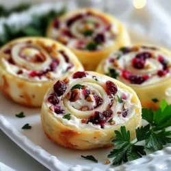 - 1 Päckchen (225 g) Frischkäse, weich - 125 g getrocknete Cranberries, grob gehackt - 125 g Pekannüsse, fein gehackt Die Hauptzutaten sind wichtig für den Geschmack der Cranberry-Pinwheels. Frischkäse macht die Füllung cremig. Die getrockneten Cranberries bringen eine süße und saure Note. Pekannüsse fügen einen schönen Crunch hinzu und einen nussigen Geschmack. - 2 Esslöffel Honig - 1/2 Teelöffel Vanilleextrakt - 4 große Weizentortillas (oder Spinatwraps für zusätzlichen Farbkontrast) Honig ist ein toller Süßstoff, der die Füllung abrundet. Der Vanilleextrakt gibt der Mischung eine wunderbare Tiefe. Tortillas halten alles zusammen und machen die Pinwheels einfach zu essen. Spinatwraps sind eine schöne, farbenfrohe Alternative. - Frische Petersilienblätter, zum Garnieren (optional) Frische Petersilie sieht nicht nur hübsch aus, sondern bringt auch einen frischen Geschmack. Du kannst sie nach Belieben verwenden, um deine Pinwheels festlicher zu gestalten. {{ingredient_image_2}} Beginne mit einer Schüssel. Füge den weichen Frischkäse hinzu. Gib die grob gehackten Cranberries hinein. Füge die fein gehackten Pekannüsse dazu. Jetzt kommt der Honig und der Vanilleextrakt. Vermenge alles gut. Du solltest eine glatte Mischung erhalten. Überprüfe die Konsistenz. Sie sollte cremig, aber nicht zu flüssig sein. Nehme eine Tortilla und lege sie flach auf die Arbeitsfläche. Verteile eine großzügige Schicht der Füllung gleichmäßig. Achte darauf, dass die Füllung bis zu den Rändern reicht. Rolle die Tortilla vorsichtig von einer Kante zur anderen auf. Drücke dabei leicht, damit sie straff bleibt. Wiederhole das mit den restlichen Tortillas und der Füllung. Wickle jede Rolle fest in Frischhaltefolie ein. Lege sie für mindestens eine Stunde in den Kühlschrank. So wird die Füllung fest und die Pinwheels lassen sich besser schneiden. Nach dem Kühlen nimm die Rollen heraus. Entferne die Folie und lege die Rolle auf ein Schneidebrett. Verwende ein scharfes Messer, um die Rolle in etwa 1,5 cm dicke Pinwheels zu schneiden. Anrichten kannst du sie auf einer festlichen Servierplatte. Für mehr Vielfalt kannst du andere Nüsse verwenden. Walnüsse oder Mandeln passen gut. Sie bringen neue Texturen und Aromen. Du kannst auch zusätzliche Gewürze hinzufügen. Ein Hauch von Zimt oder Muskatnuss gibt den Pinwheels ein warmes Aroma. Experimentiere mit anderen Trockenfrüchten. Aprikosen oder Datteln bringen Süße und Farbe. Richte die Pinwheels auf einem festlichen Teller an. Wähle eine schöne, bunte Platte für einen tollen Look. Du kannst die Pinwheels in der Mitte anordnen und mit Petersilie dekorieren. Das sieht nicht nur schön aus, sondern gibt auch frische Aromen. Kombiniere die Pinwheels mit Dips. Ein cremiger Joghurt-Dip oder ein scharfer Salsa sind perfekt. Diese Dips bringen mehr Geschmack und Spaß. Um für Partys bereit zu sein, kannst du die Pinwheels im Voraus zubereiten. Wickele sie in Frischhaltefolie und stelle sie in den Kühlschrank. So bleiben sie frisch und fest. Achte darauf, die Pinwheels mindestens eine Stunde kühlen. Das macht das Schneiden einfacher. Für die Aufbewahrung gilt: Halte die Pinwheels im Kühlschrank. Sie bleiben so bis zu drei Tage frisch. Pro Tipps Tortillas vorbereiten: Verwenden Sie frische Tortillas oder Wraps, um die besten Ergebnisse zu erzielen. Sie sind flexibler und brechen nicht so leicht beim Rollen. Kühlen vor dem Schneiden: Stellen Sie sicher, dass die Rollen nach dem Wickeln gut gekühlt sind. Dies hilft, die Pinwheels sauber zu schneiden und sie in Form zu halten. Variationen ausprobieren: Experimentieren Sie mit verschiedenen Nüssen oder Trockenfrüchten, um den Geschmack Ihrer Pinwheels zu variieren und anzupassen. Festliche Garnierung: Fügen Sie frische Kräuter oder essbare Blüten als Garnierung hinzu, um Ihre Pinwheels ansprechender und festlicher zu gestalten. {{image_4}} Ich liebe es, kreative Wege zu finden, um meine Rezepte gesund zu gestalten. Eine einfache Änderung ist die Verwendung von Vollkornwraps. Diese Wraps bieten mehr Ballaststoffe und Nährstoffe. Sie schmecken auch gut und geben den Pinwheels einen nussigen Geschmack. Wenn du den Fettgehalt reduzieren möchtest, wähle einen leichten Frischkäse. Diese Variante hat weniger Kalorien, aber dennoch einen cremigen Geschmack. So bleibt der Genuss ohne schlechtes Gewissen. Manchmal möchte ich etwas Neues ausprobieren. Feta und Oliven sind eine köstliche Kombination. Diese Füllung bringt einen salzigen und herzhaften Geschmack. Sie passt perfekt zu den süßen Cranberries. Auch fruchtige Ideen sind spannend! Äpfel oder Birnen bringen Frische in die Pinwheels. Ihre Süße ergänzt die Cranberries gut. Du kannst sie einfach klein schneiden und unter die Füllung mischen. Ich kombiniere meine Cranberry-Pinwheels gerne mit anderen Festtagsgerichten. Sie passen gut zu einem großen Buffet oder einem festlichen Dinner. Du kannst sie mit einer herzhaften Suppe oder einem Salat servieren. Für ein Themen-Dinner sind sie ideal. Stelle ein Menü mit verschiedenen Geschmäckern zusammen. Denke an eine Mischung aus süß und herzhaft. So wird dein Festtagsessen unvergesslich! Um die Cranberry-Pinwheels frisch zu halten, lege sie in den Kühlschrank. Wickele sie gut in Frischhaltefolie ein. So bleiben sie 3 bis 5 Tage haltbar. Achte darauf, dass der Kühlschrank kalt ist. Das hilft, die Aromen zu bewahren. Wenn du die Pinwheels länger aufbewahren möchtest, kannst du sie einfrieren. Schneide die Pinwheels nach dem Kühlen und lege sie in einen Gefrierbeutel. Vergiss nicht, die Luft herauszudrücken. So bleiben sie bis zu 3 Monate frisch. Zum Auftauen, lasse sie einfach im Kühlschrank über Nacht. Bevor du die Pinwheels isst, schaue nach Anzeichen von Verderb. Wenn sie seltsam riechen oder die Farbe sich verändert hat, wirf sie weg. Nutze Reste kreativ! Du kannst sie in Salaten oder als Snack verwenden. So vermeidest du Lebensmittelverschwendung und genießt die köstlichen Aromen noch einmal. Die Cranberry-Pinwheels sind im Kühlschrank etwa 3 bis 5 Tage haltbar. Um sie frisch zu halten, lagern Sie die Pinwheels in einem luftdichten Behälter. Wenn Sie die Pinwheels länger aufbewahren möchten, können Sie sie auch einfrieren. Wickeln Sie sie gut in Frischhaltefolie und legen Sie sie in einen Gefrierbeutel. So bleiben sie bis zu 3 Monate frisch. Achten Sie darauf, sie vor dem Servieren im Kühlschrank aufzutauen. Ja, die Pinwheels eignen sich hervorragend für die Vorbereitung im Voraus. Sie können die Füllung am Vortag zubereiten und die Tortillas füllen. Wickeln Sie die Pinwheels dann in Frischhaltefolie und stellen Sie sie in den Kühlschrank. So können die Aromen gut durchziehen. Mindestens 1 Stunde vor dem Servieren sollten Sie sie aus dem Kühlschrank nehmen, damit sie etwas weicher werden. Die Cranberry-Pinwheels passen gut zu vielen Beilagen. Hier sind einige Ideen: - Ein frischer grüner Salat mit Vinaigrette. - Knusprige Gemüsesticks, wie Karotten oder Sellerie. - Eine Auswahl an Dips, wie Hummus oder Joghurt-Dip. - Für einen festlichen Touch können Sie auch Brötchen oder Crackers servieren. Die Cranberry-Pinwheels sind eine köstliche und vielseitige Snack-Idee. Wir haben die Hauptzutaten wie Frischkäse, Cranberries und Pekannüsse betrachtet. Du hast gelernt, wie du sie vorbereitest, einrollst und lagerst. Experimentiere mit Füllungen und serviere sie kreativ. Denk daran, dass diese kleinen Köstlichkeiten ideal für Partys und festliche Anlässe sind. Mit ein paar Tipps und Tricks machst du deine Snacks unvergesslich! Genieße die Zubereitung und teile deine Kreationen mit Freunden.